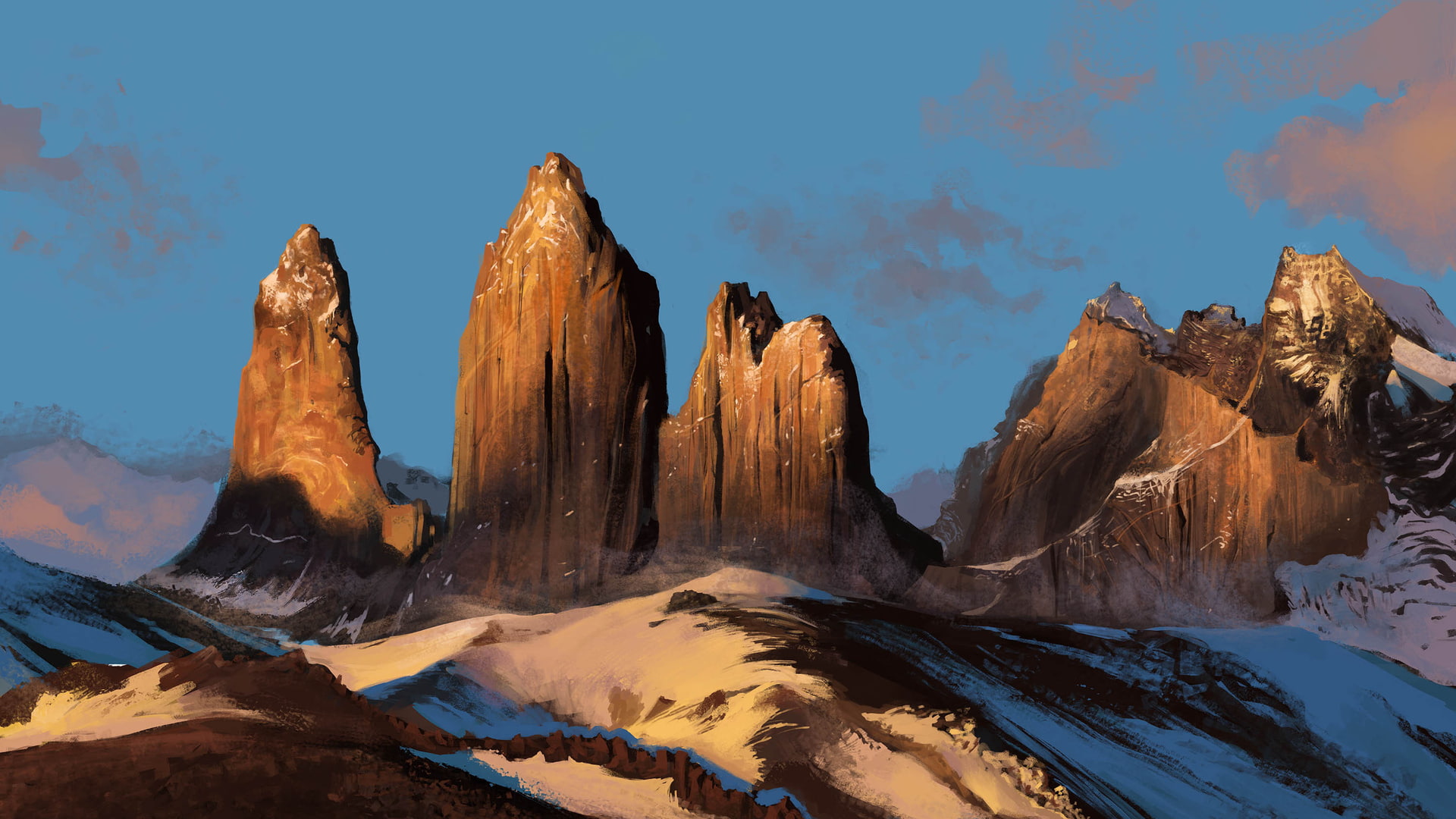rocks, landscape, 1080P, snow, javadi, art, mountains, mohammad, nature, HD Wallpaper
