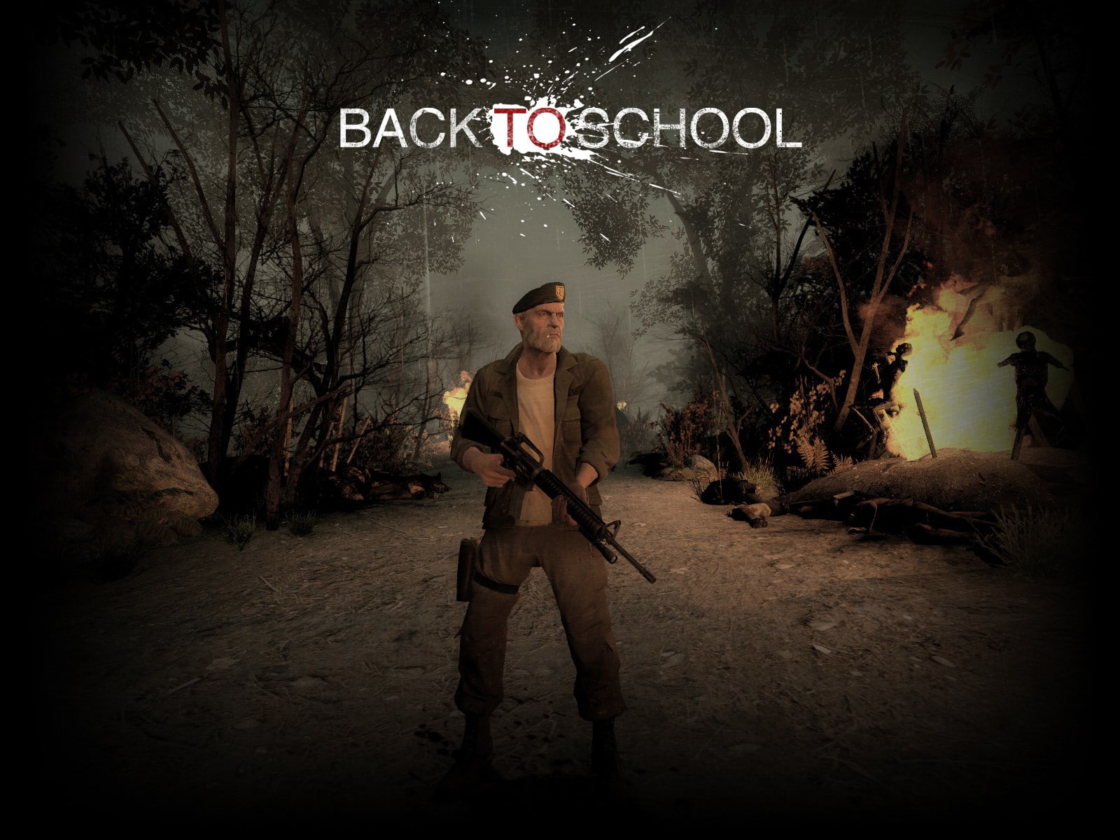 mid adult, Left 4 Dead 2, warning sign, rifles, text, sign, Game Mod, front view, nature, communication, one person, young adult, full length, real people, HD Wallpaper