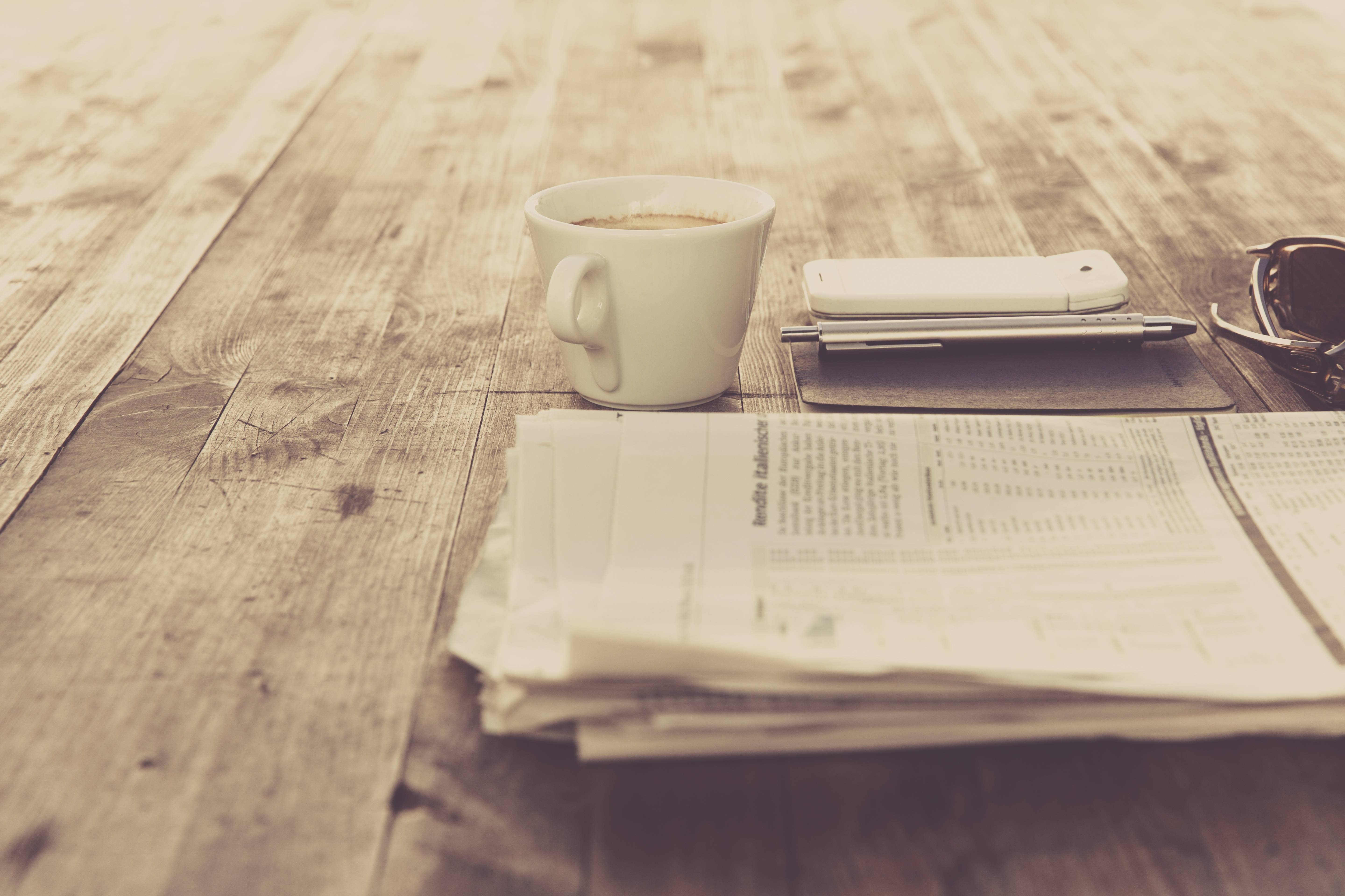 coffee, retro, newspaper, 5K, table, vintage, HD Wallpaper