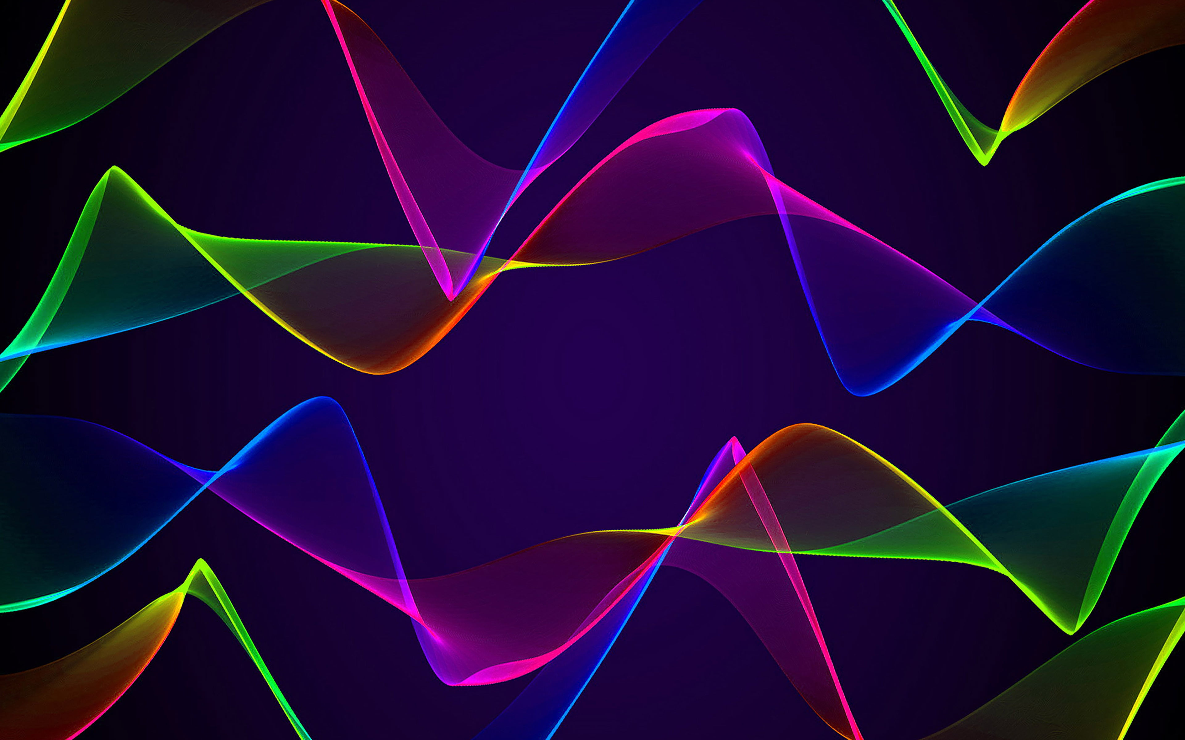 rainbow, purple, neon, android, patten, big data, black background, wave pattern, design, creativity, illuminated, light - natural phenomenon, technology, HD Wallpaper