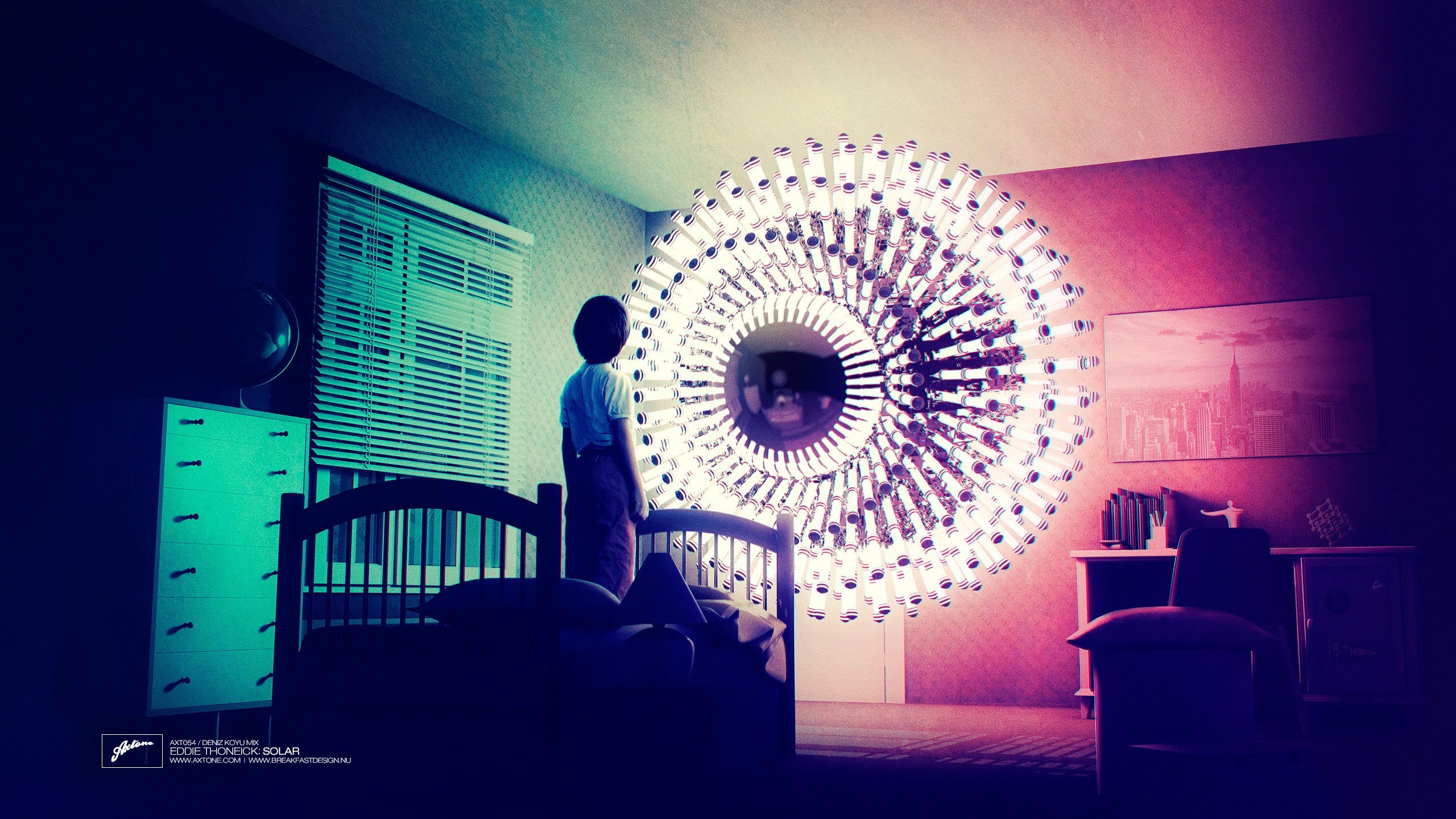 room, 2K, album covers, children, lights, Axtone, digital art, HD Wallpaper