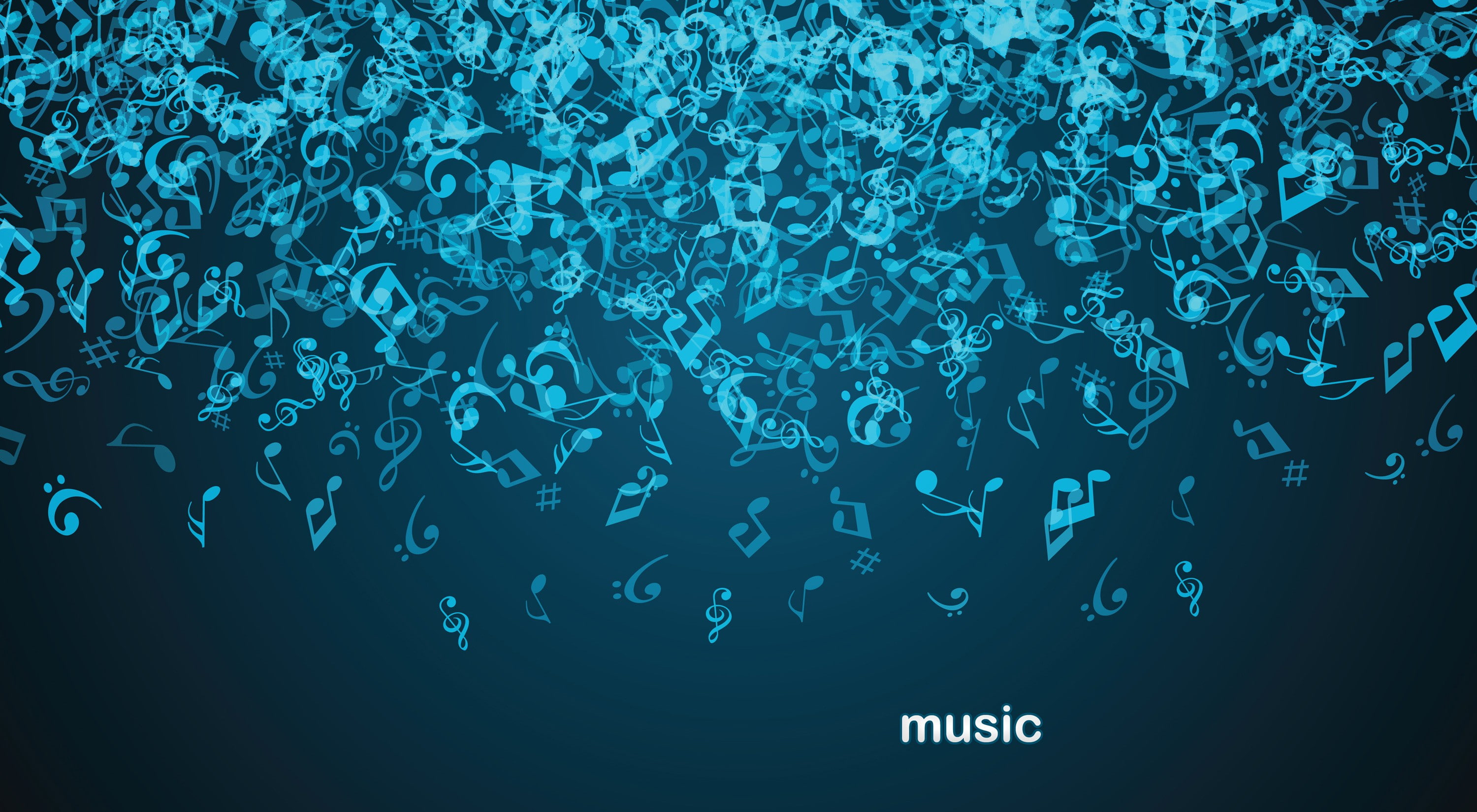 music, blue, nota, play, 2K, musical notes, digital art, HD Wallpaper