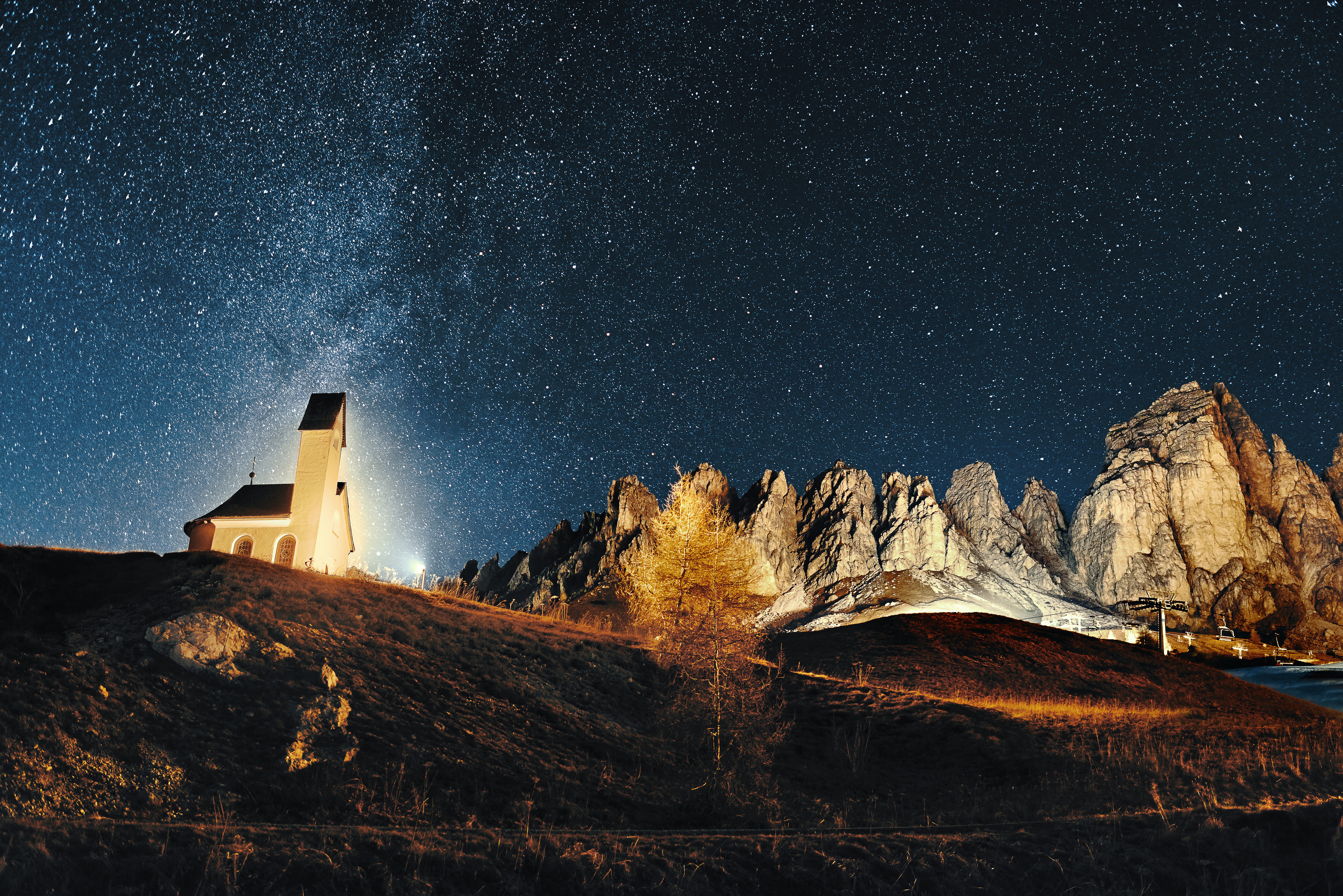 white, star, nature, building, star - space, little, space, brown, night, dark, 5K, beauty in nature, concrete, galaxy, milky way, building exterior, built structure, HD Wallpaper