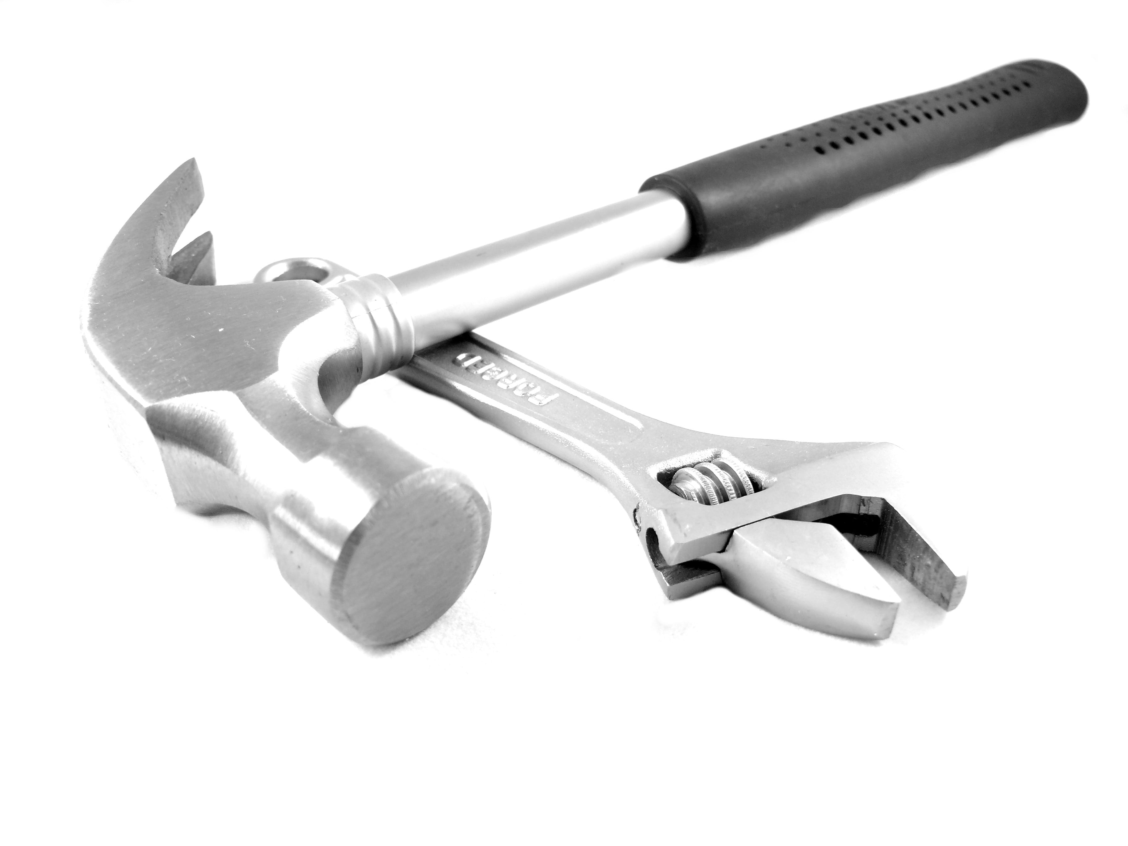 copy space, Builder, diy, oil pump, 2K, wrench, high angle view, Tools, white, close-up, single object, equipment, metal, gray, pliers, work tool, job, HD Wallpaper