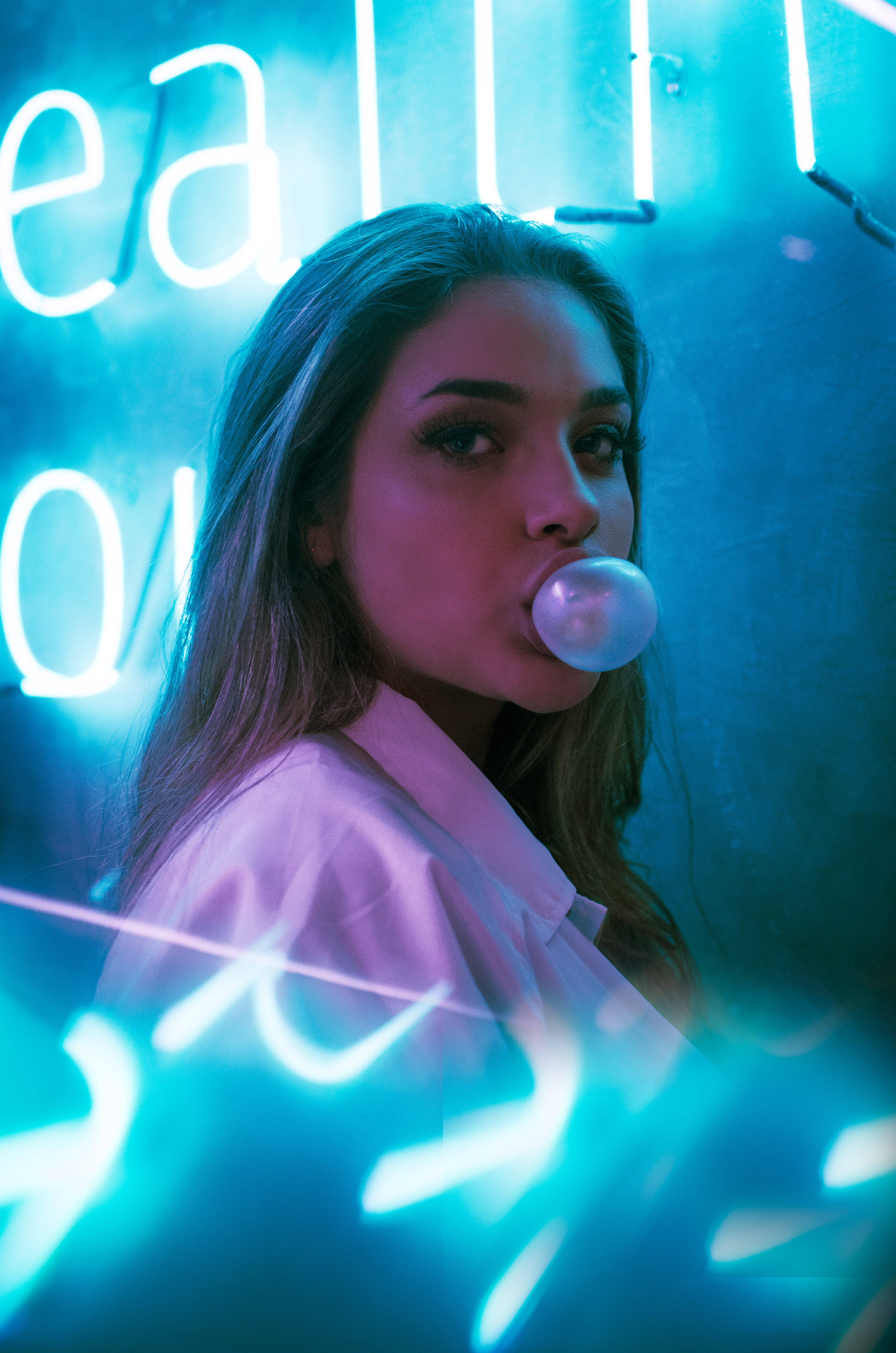 fashion Model, fun, human Face, adult, photo, woman, looking, one Person, person, people, beautiful, looking At Camera, nikon, neon, lifestyles, female, Phone HD Wallpaper