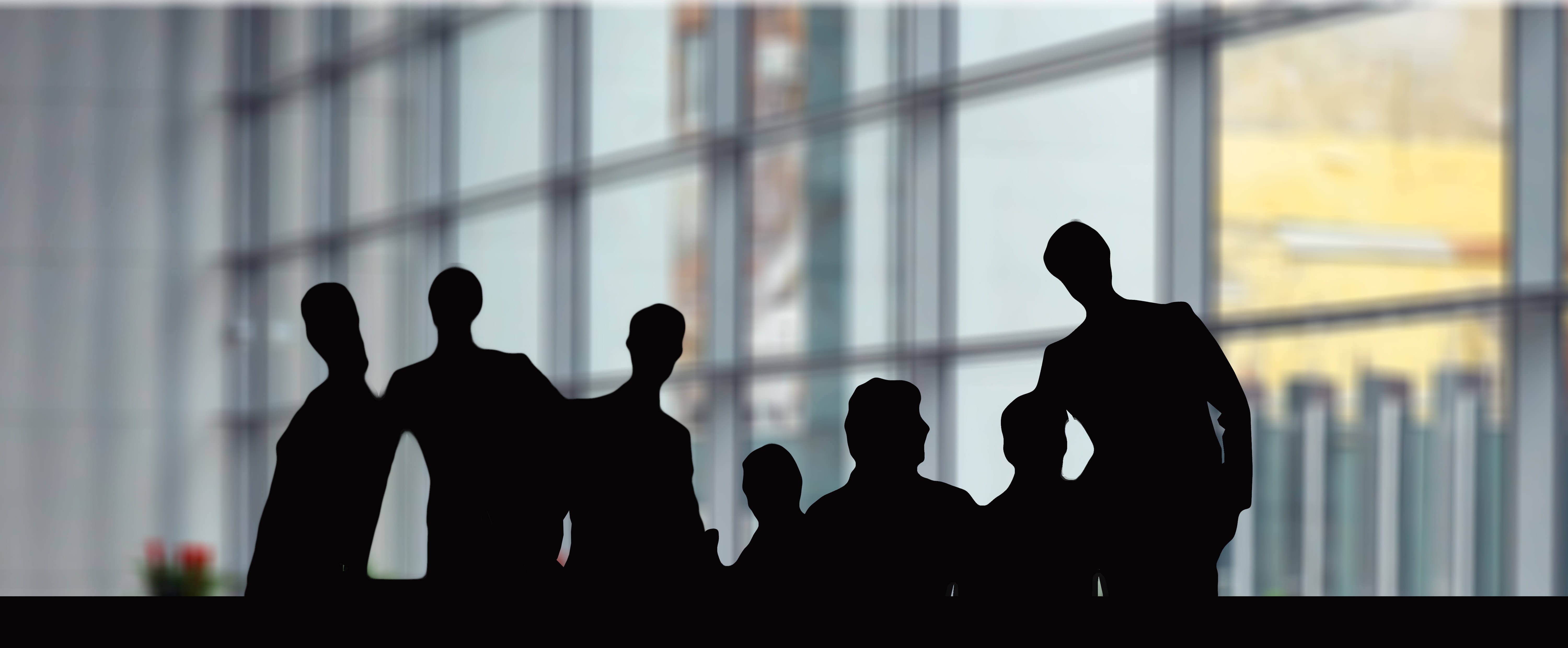 unrecognizable person, medium group of people, cooperation, teamwork, team, silhouette, window, man, behind, men, together, back lit, trouser suit, architecture, HD Wallpaper