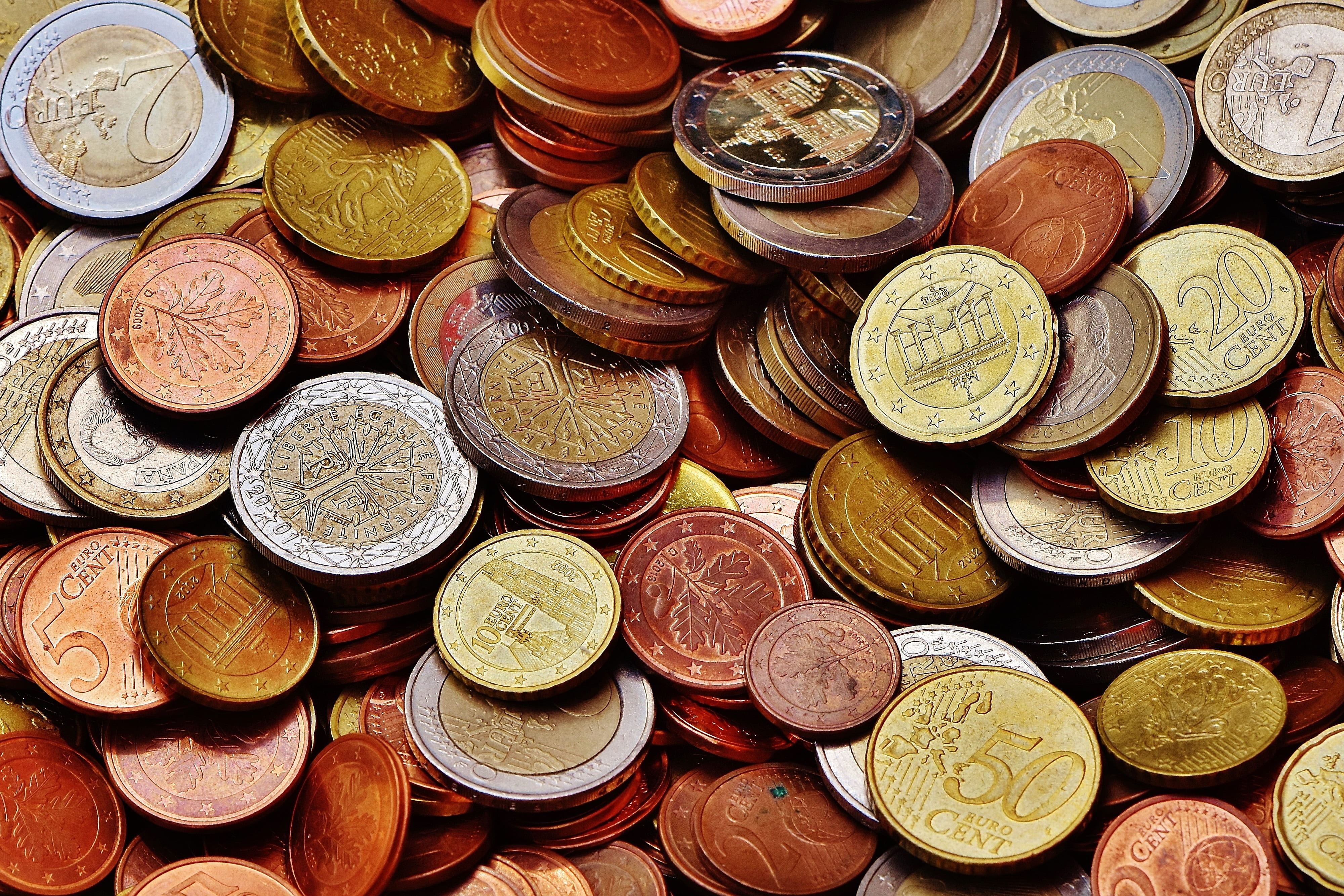 variation, still life, money, loose change, high angle view, € coin, assorted, denomination, currency, choice, business, full frame, large group of objects, HD Wallpaper