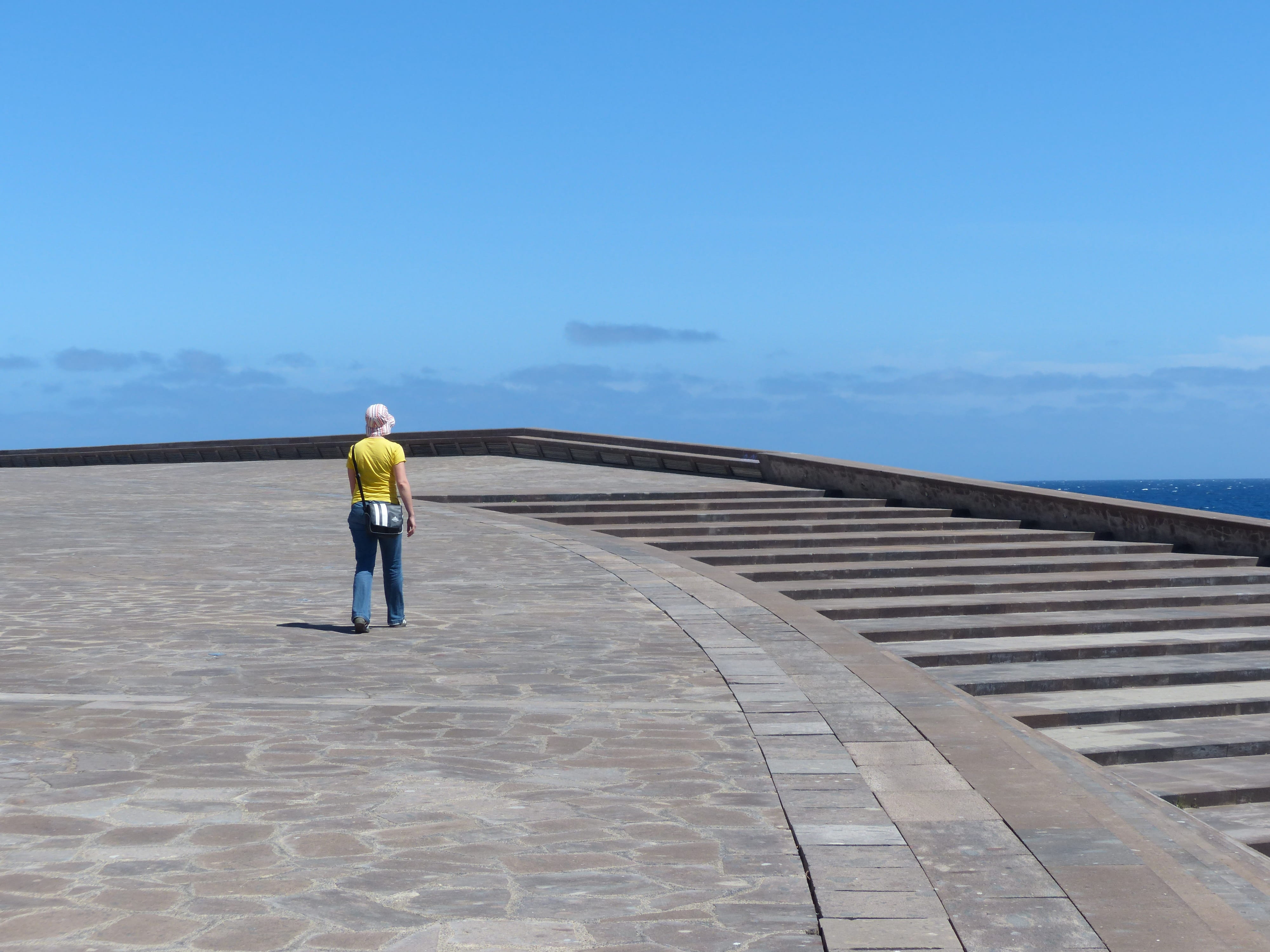 tourist information, standing, blue, auditorium of tenerife, canary islands, walking, adult, santa cruz, hat, nature, Visitor, copy space, building, casual clothing, HD Wallpaper