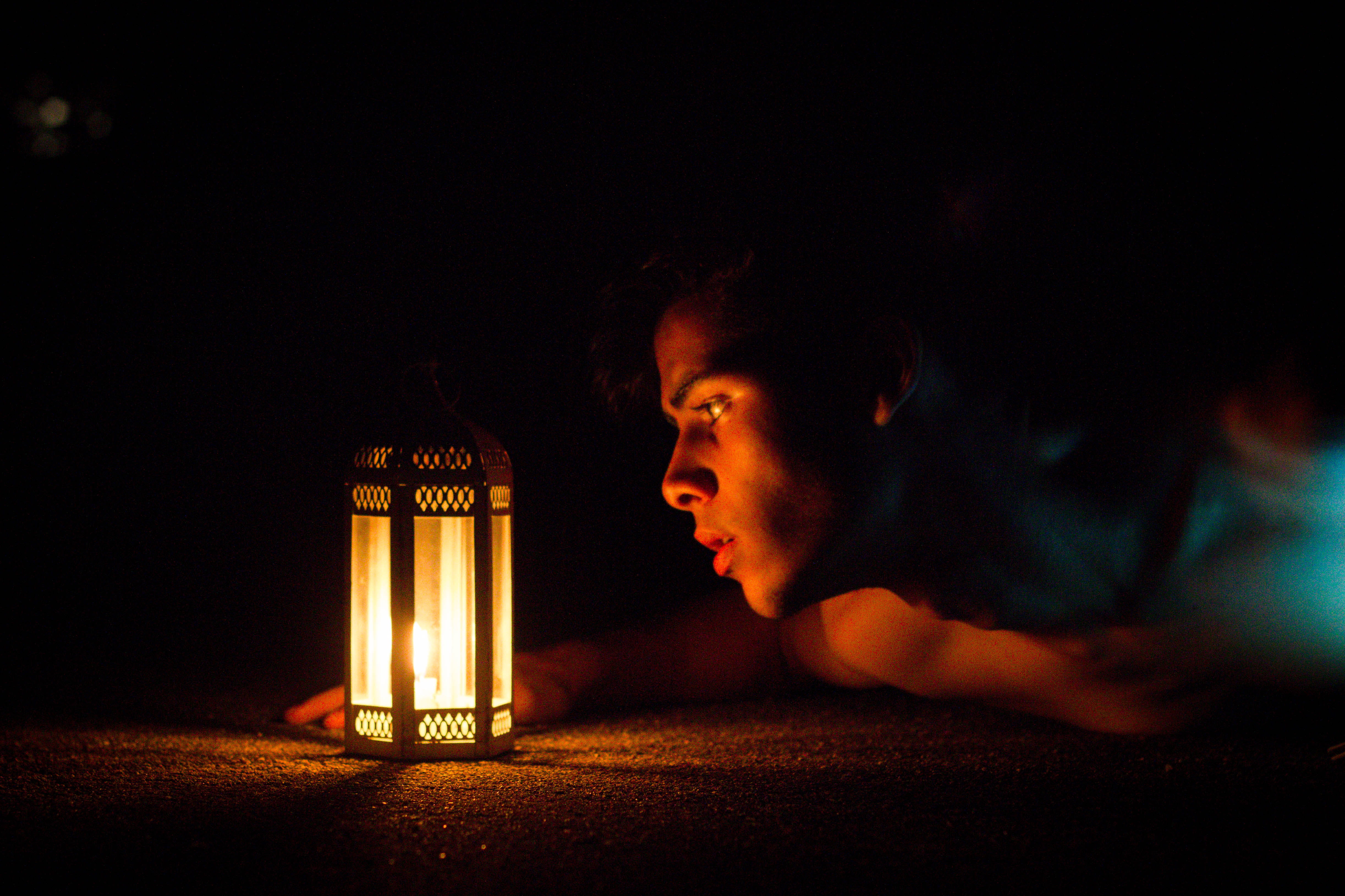 lantern, light - natural phenomenon, heat - temperature, candle, flame, indoors, fire - natural phenomenon, anxiety, fire, 4K, black background, glowing, HD Wallpaper