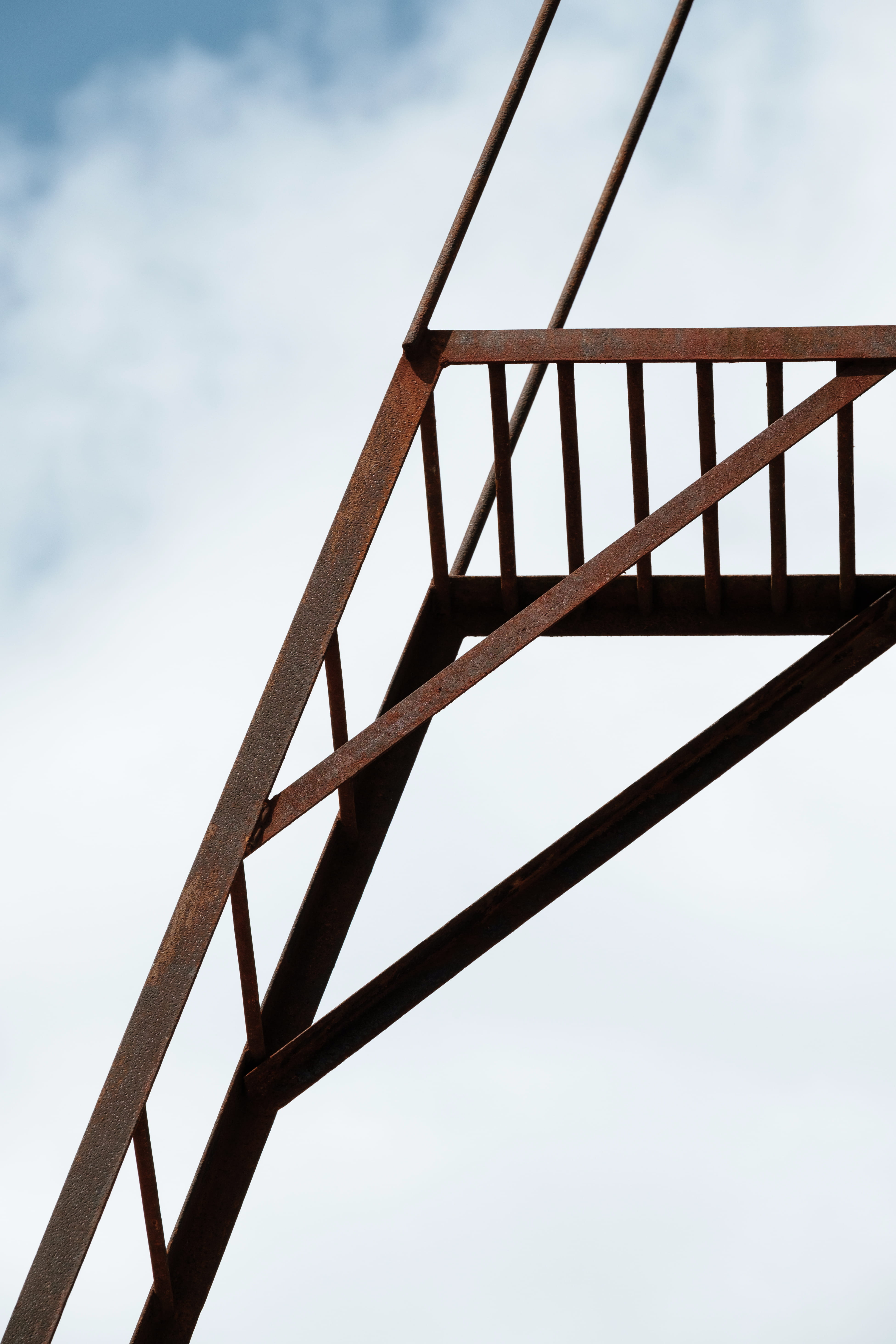 close-up, white, no people, structure, architecture, geneva, gray, photography, switzerland, cloud, railing, built structure, nature, low angle view, metal ladder, Phone HD Wallpaper