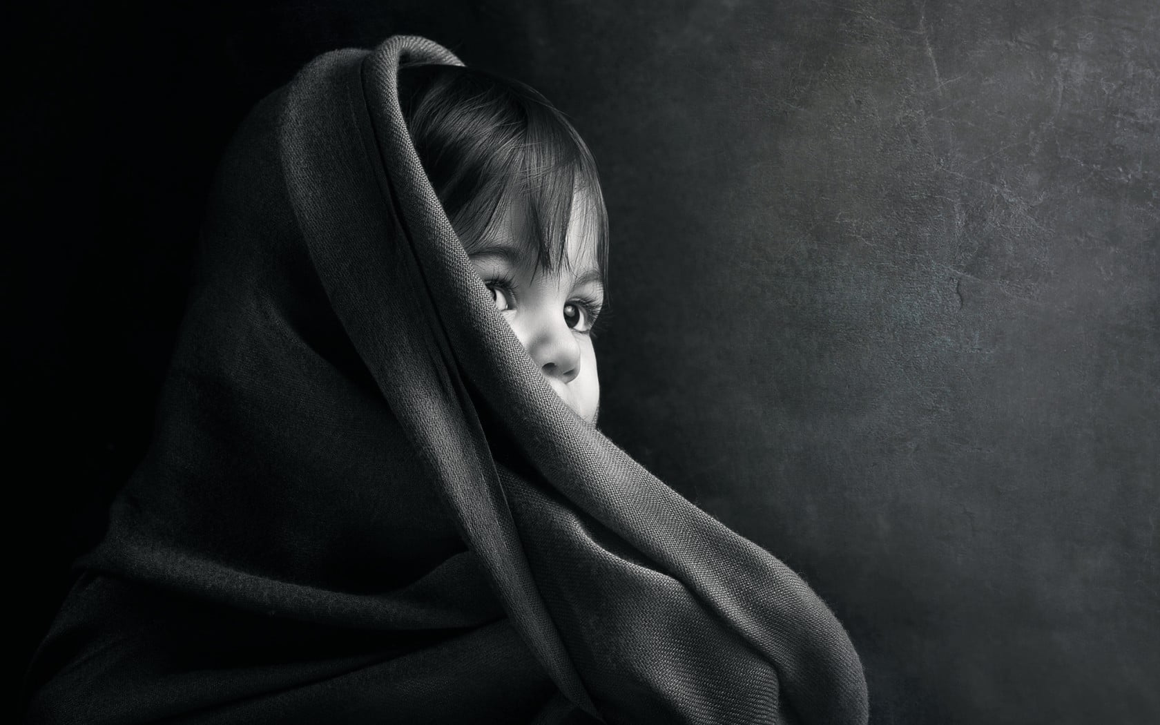 wearing, black, real people, emotion, sadness, innocence, 720P, girls, females, hood, scarf, depression - sadness, childhood, looking, hood - clothing, HD Wallpaper