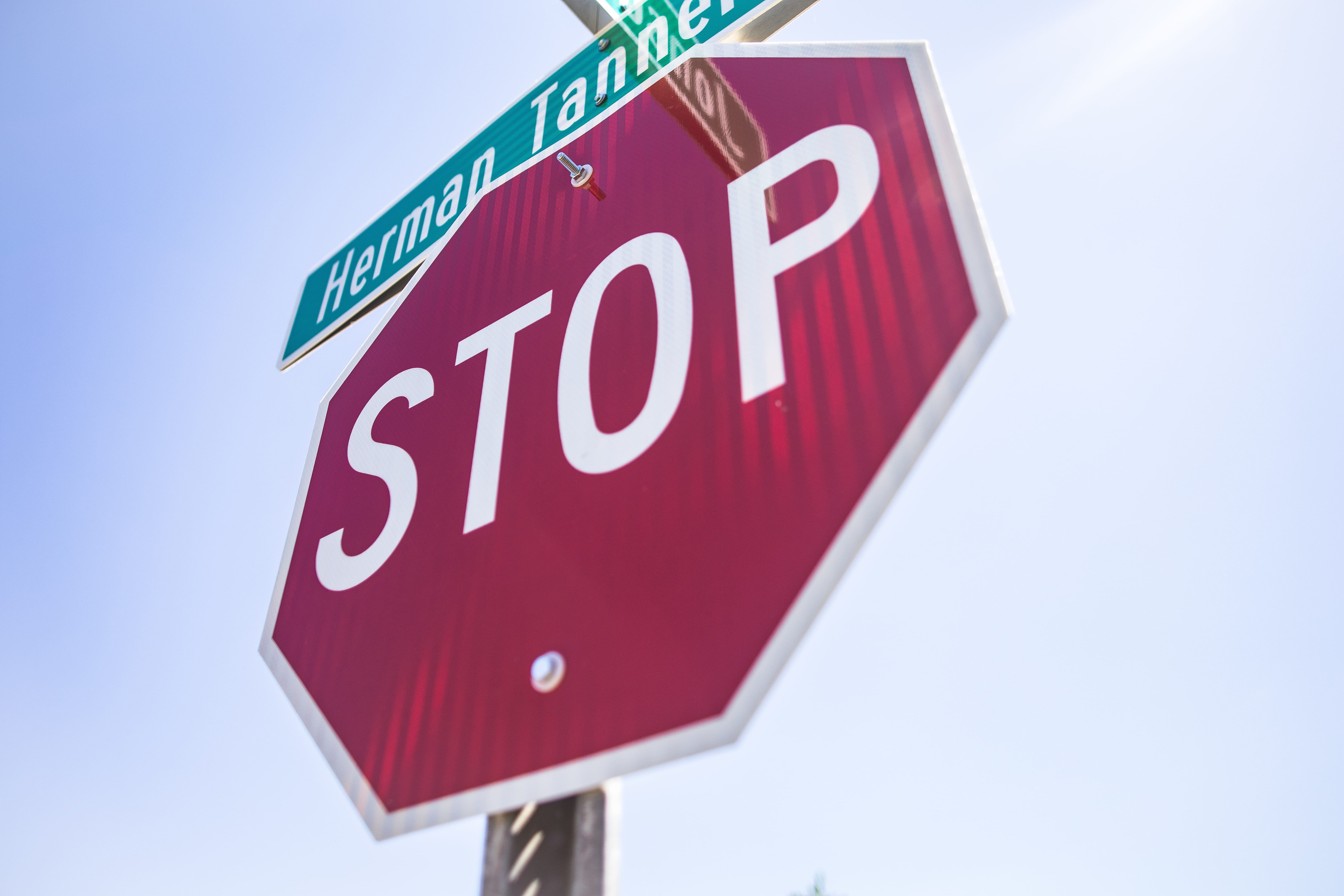 5K, no people, nature, stop, stop sign, safety, day, crossing, white, copy space, clear sky, red, symbol, outdoors, western script, sign, directional sign, HD Wallpaper