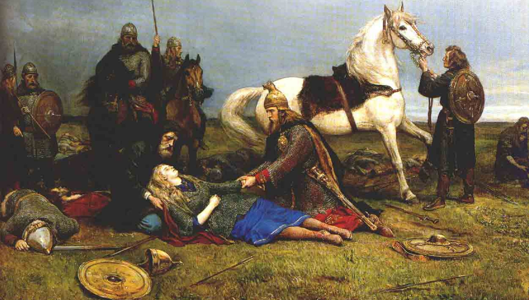 caballo, pintura, 1080P, mujer, arte, vikingos, suelo, blanco, HD Wallpaper