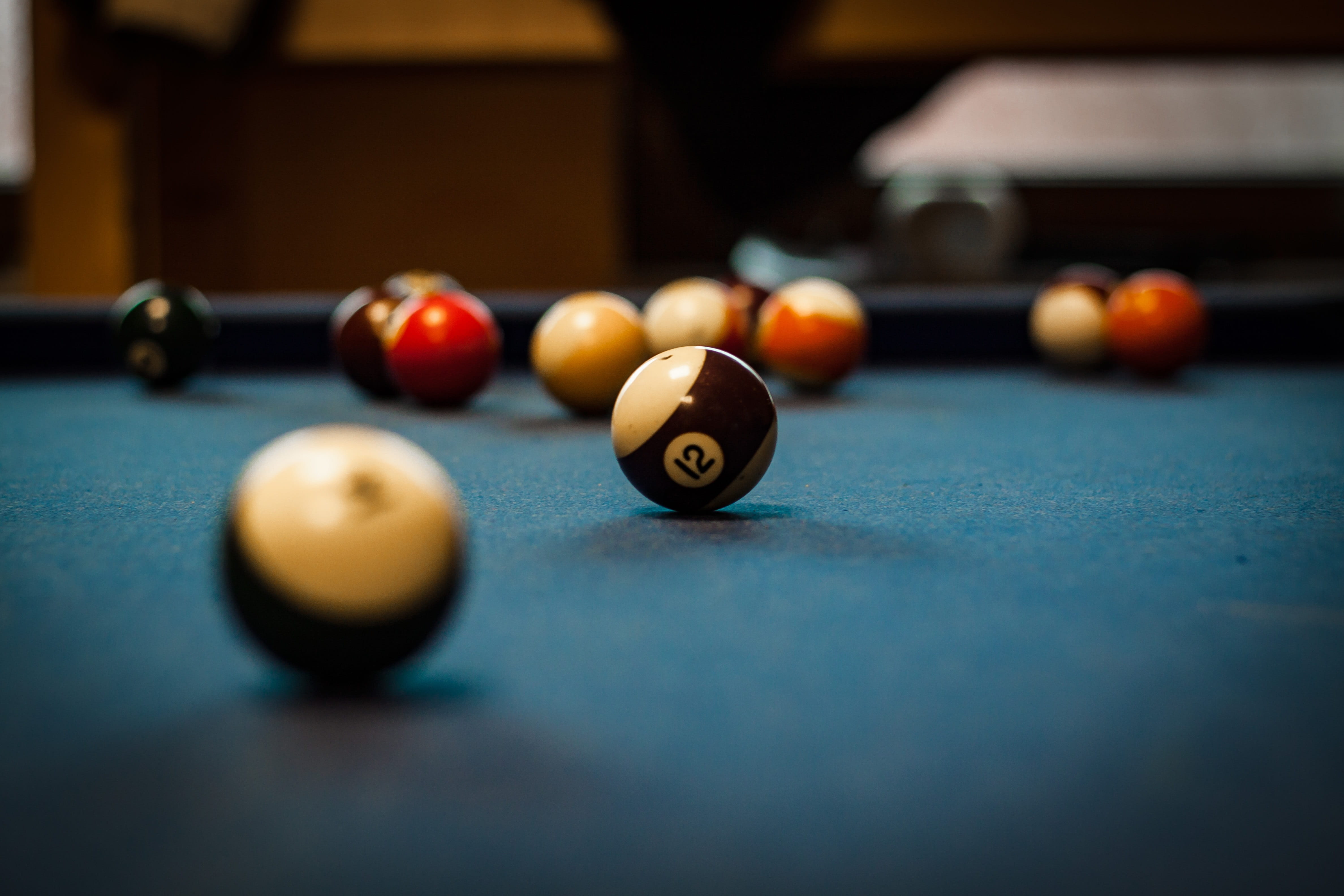 flat, nightlife, relaxation, shoot, pool ball, bar - drink establishment, felt, game, pool table, focus on foreground, table, leisure games, recreational pursuit, HD Wallpaper