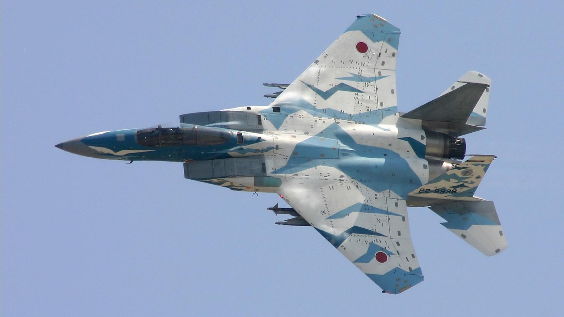 jet, white, japan, eagle, fighter, blue, military, aircraft planes, plane, f, 1080P, HD Wallpaper
