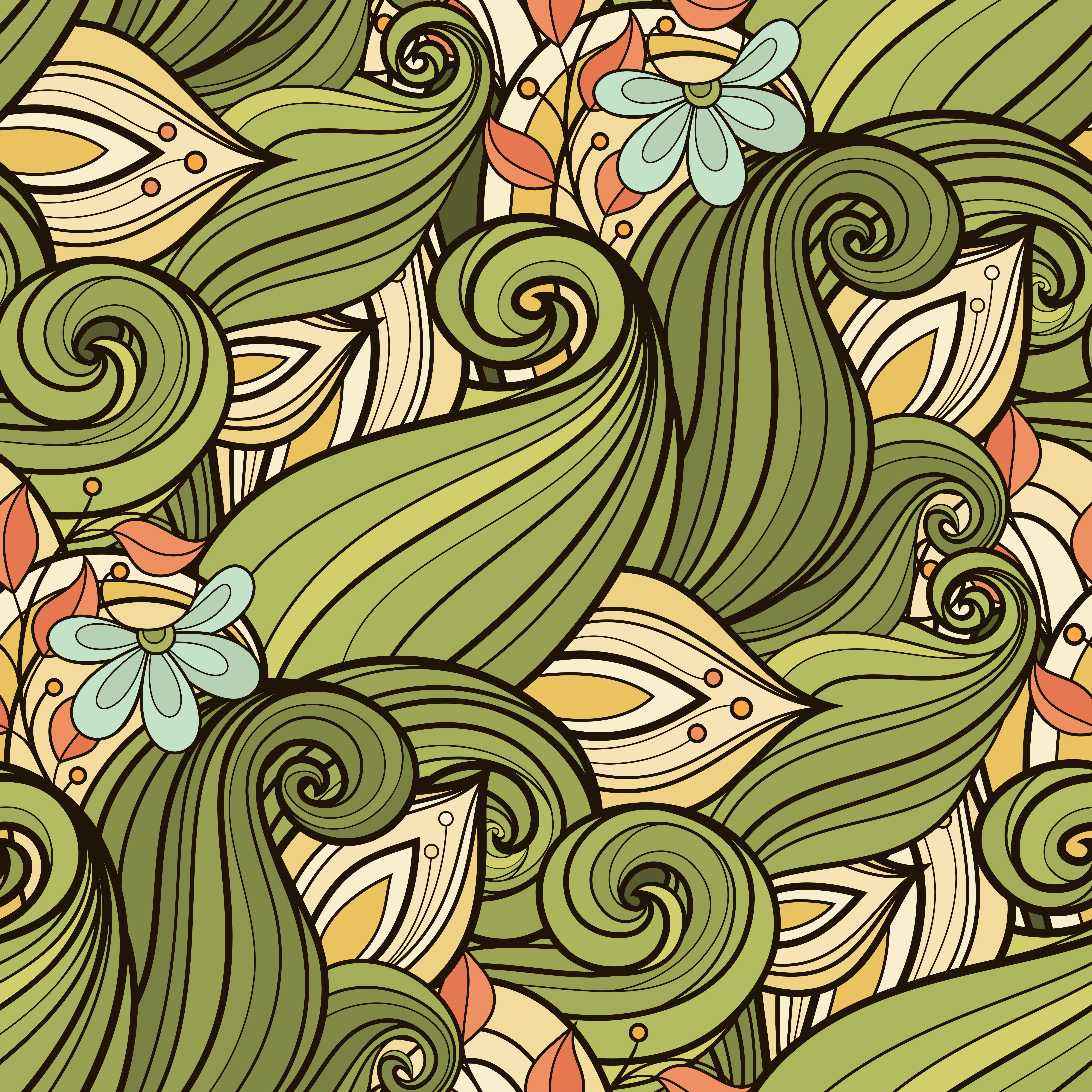 pattern, 5K, leaves, green color, no people, nature, outdoors, animal themes, doodles, plant part, flowers, multi colored, striped, animal, paint, studio shot, Phone HD Wallpaper
