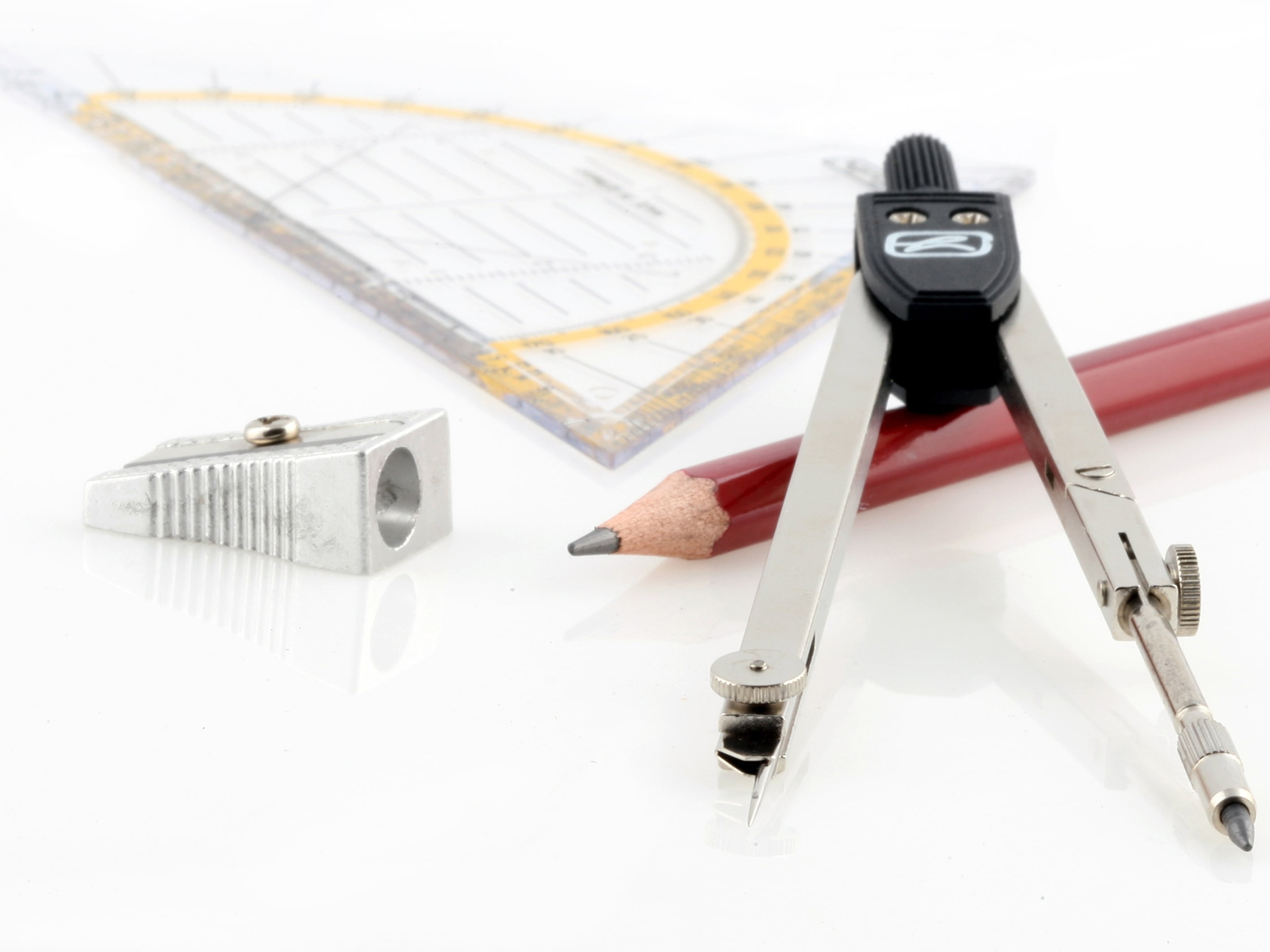 writing implement, plan, office accessories, machinery, silver colored, equipment, studio shot, artist, black, beside, graphing, table, 2K, compass, planning, HD Wallpaper