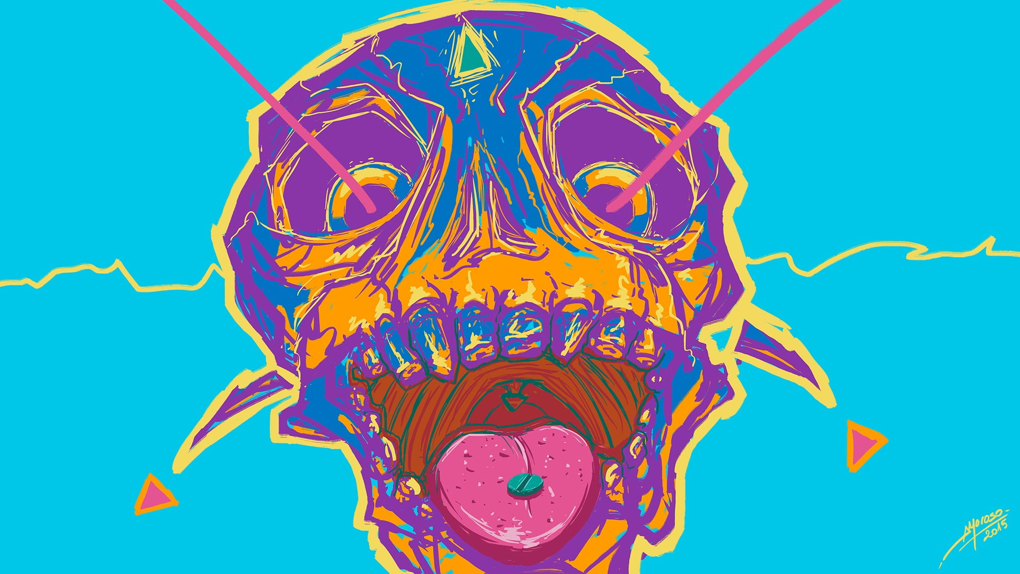 animal body part, blue, human skull, healthcare and medicine, psychedelic artwork skull, colored background, human body part, 1080P, animal themes, multi colored, HD Wallpaper