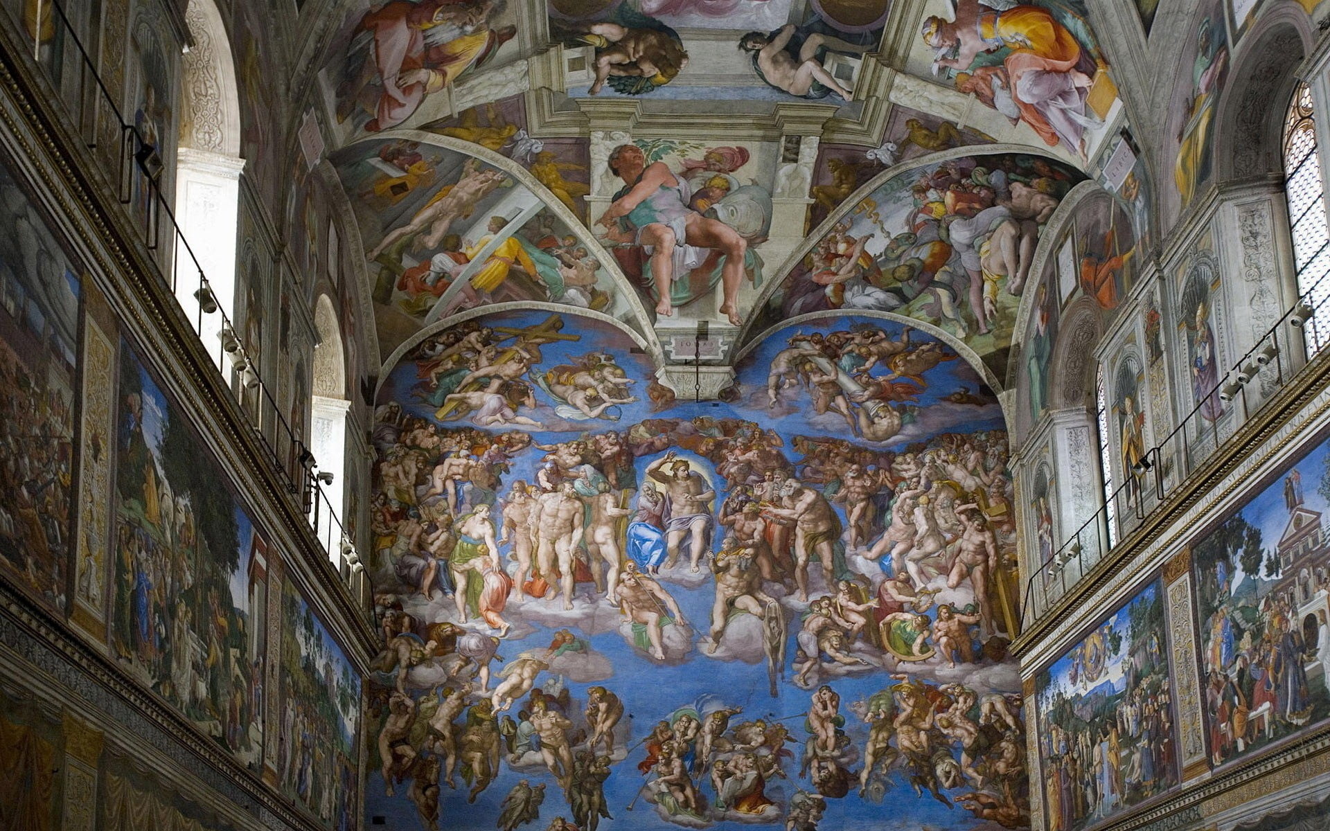 representation, cathedral, print, floral, built structure, interior, belief, ornate, building, creativity, blue, ceiling, human representation, spirituality, HD Wallpaper