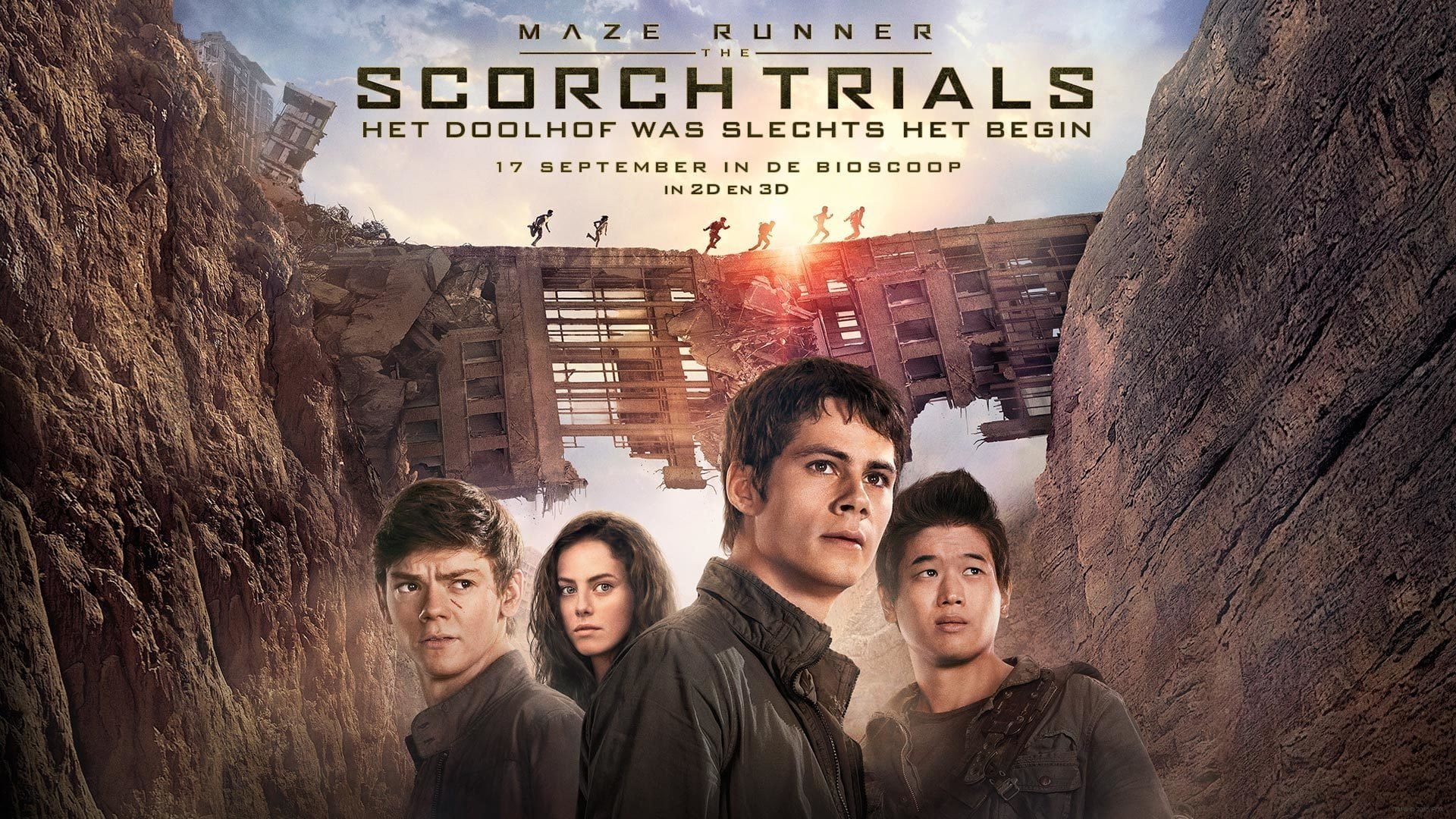 adult, friendship, Maze Runner: The Scorch Trials, men, building exterior, Kaya Scodelario, Ki Hong Lee, group of people, built structure, Thomas Brodie-Sangster, HD Wallpaper