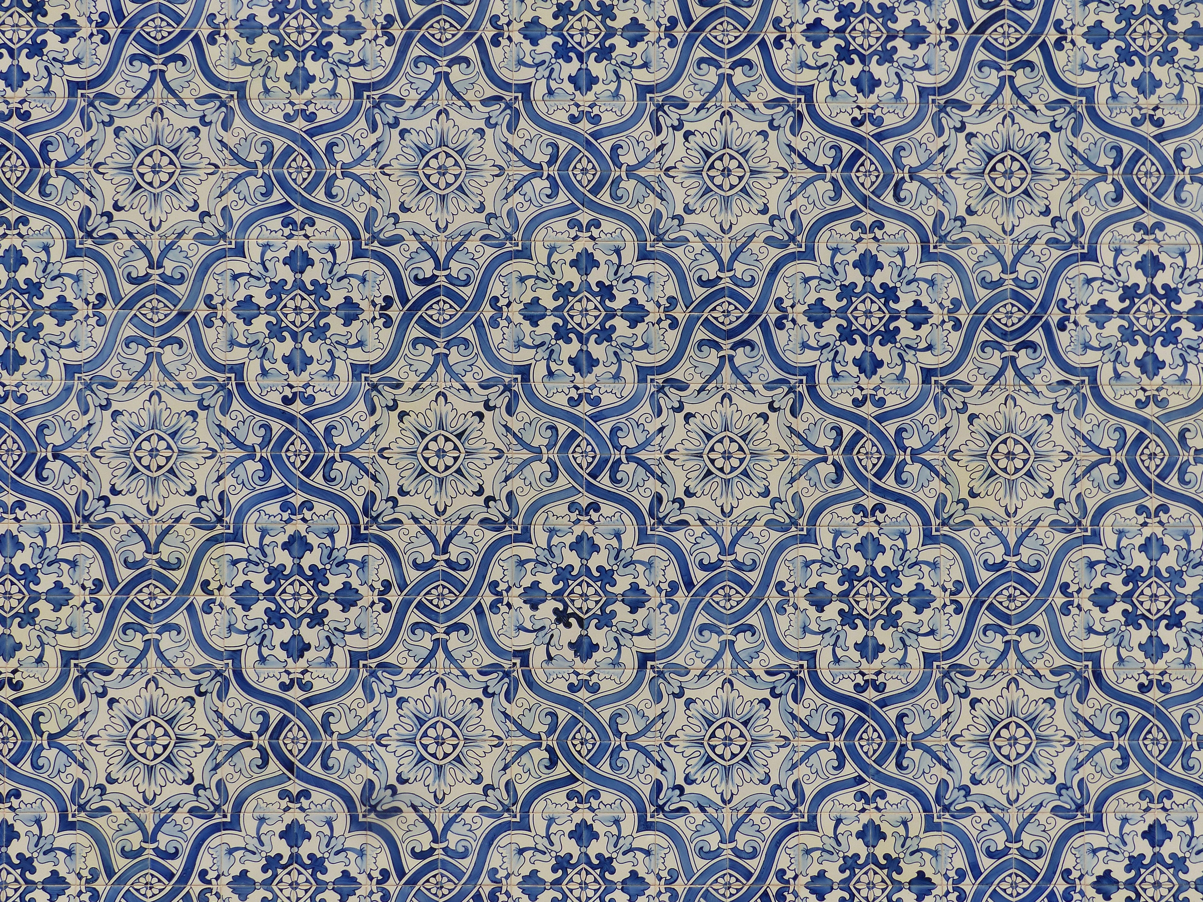 close-up, 4K, full frame, repetition, creativity, ceramic, concentric, floral pattern, backgrounds, pattern, flooring, azuleros, circle, no people, portugal, HD Wallpaper