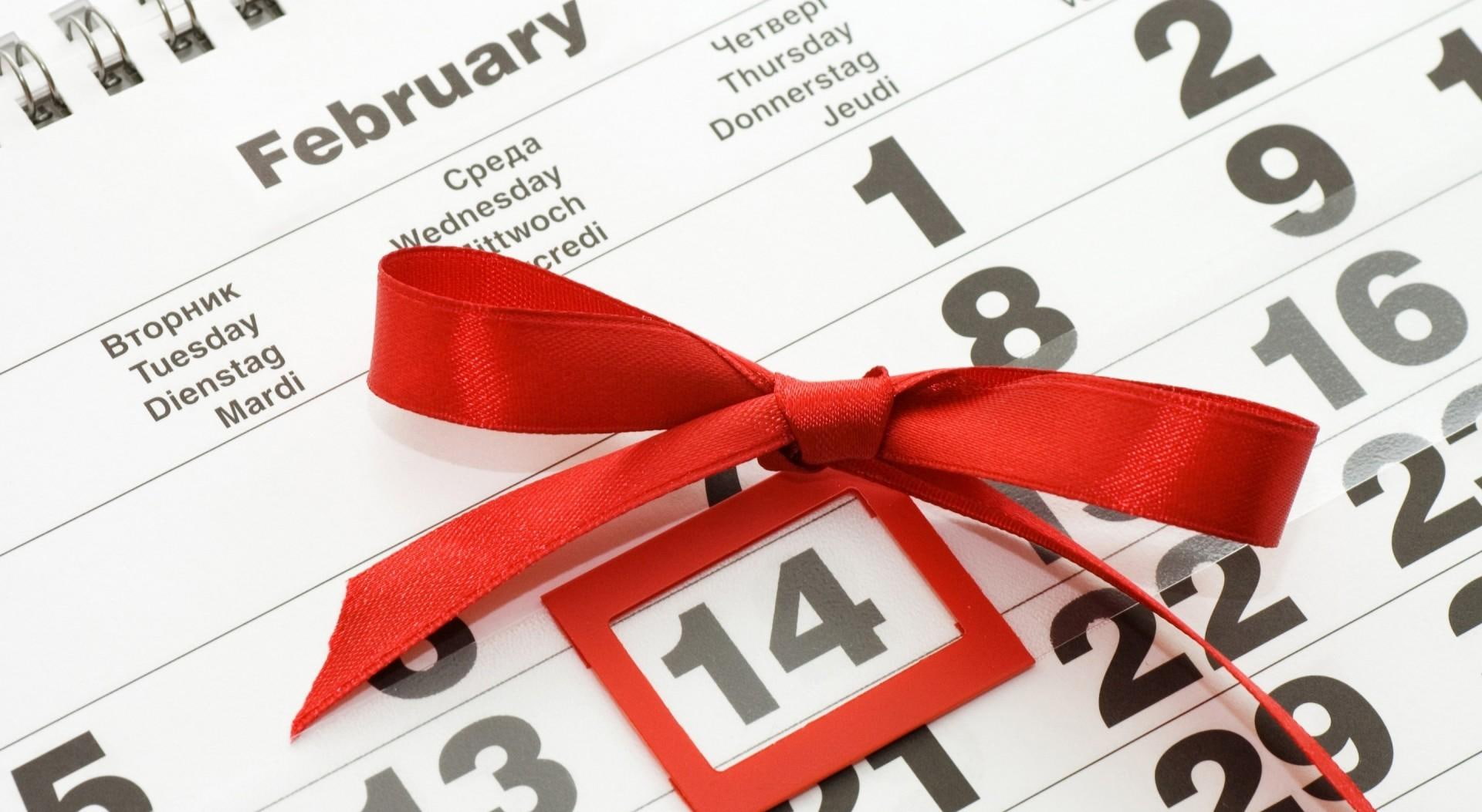 calendar, holiday, love, february, valentines day, 1080P, 3d and abstract, ribbon, HD Wallpaper
