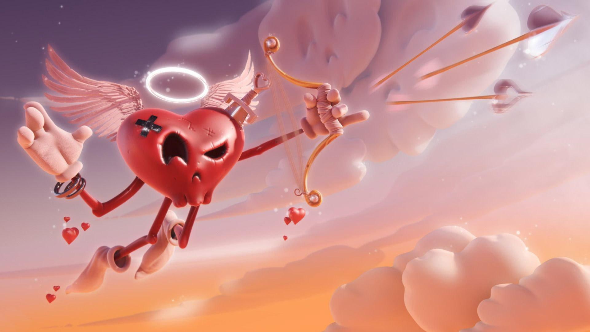 1920x1080, digital art, cupid, 1080P, heart, illustration, HD Wallpaper