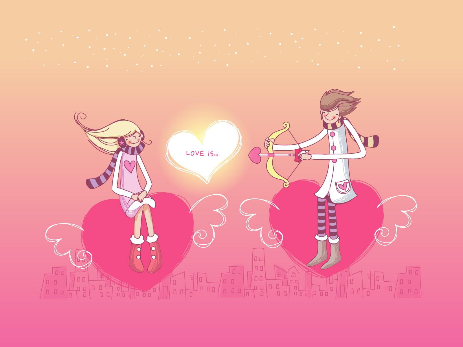 love, 720P, express, cupid, illustration, heart, HD Wallpaper