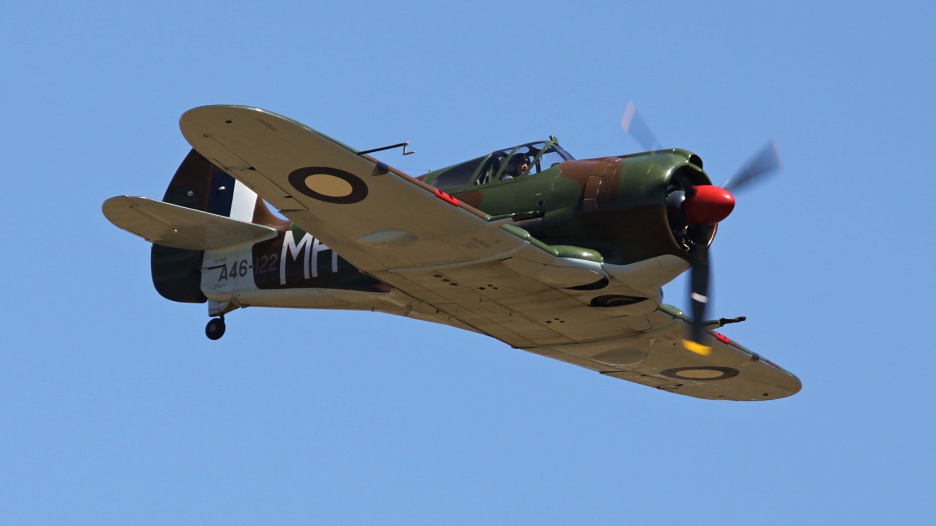 sky, day, side view, airplane, antique, plane, on the move, 1080P, CAC Boomerang, single object, outdoors, air vehicle, airshow, sunny, mode of transportation, HD Wallpaper
