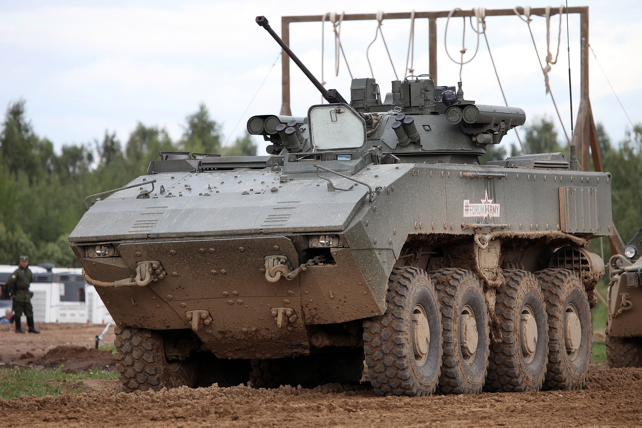 manned combat unit Б05Я01 Berezhok, Forum «ARMY 2017», Wheeled infantry fighting vehicle, 1080P, Vitaly Kuzmin, Vitaly V. Kuzmin, THE BMP-K-17, on the platform 7829 " boomerang", HD Wallpaper