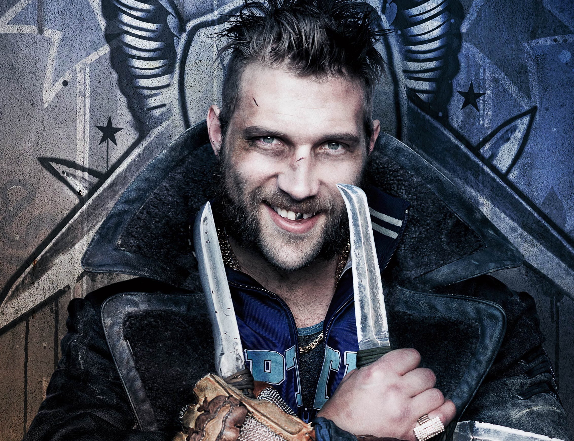 portrait, suicide, facial hair, smiling, men, mid adult, digital, 1080P, aggression, Captain Boomerang, young men, Suicide Squad, headshot, real people, HD Wallpaper