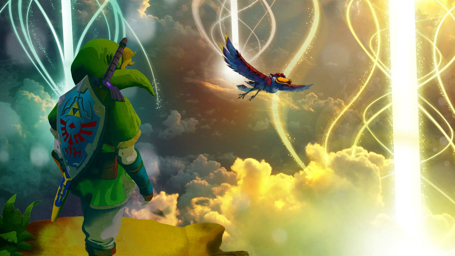 hd, nintendo, video games, 1080P, shield, sword, zelda, link, HD Wallpaper