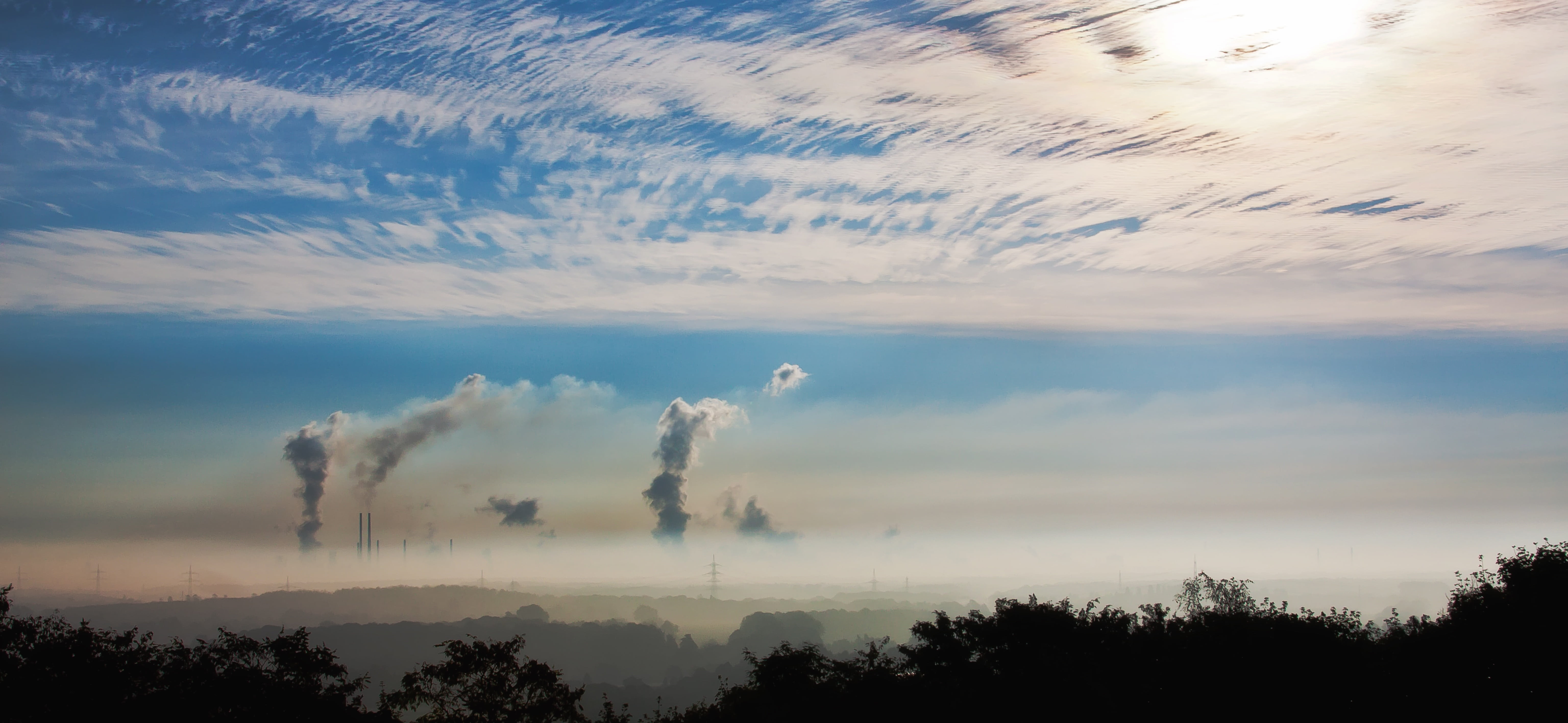duisburg, nature, mining, smoke - physical structure, beauty in nature, 5K, old, home, highway, clouds, pollution, environmental issues, rest, air, blue, HD Wallpaper