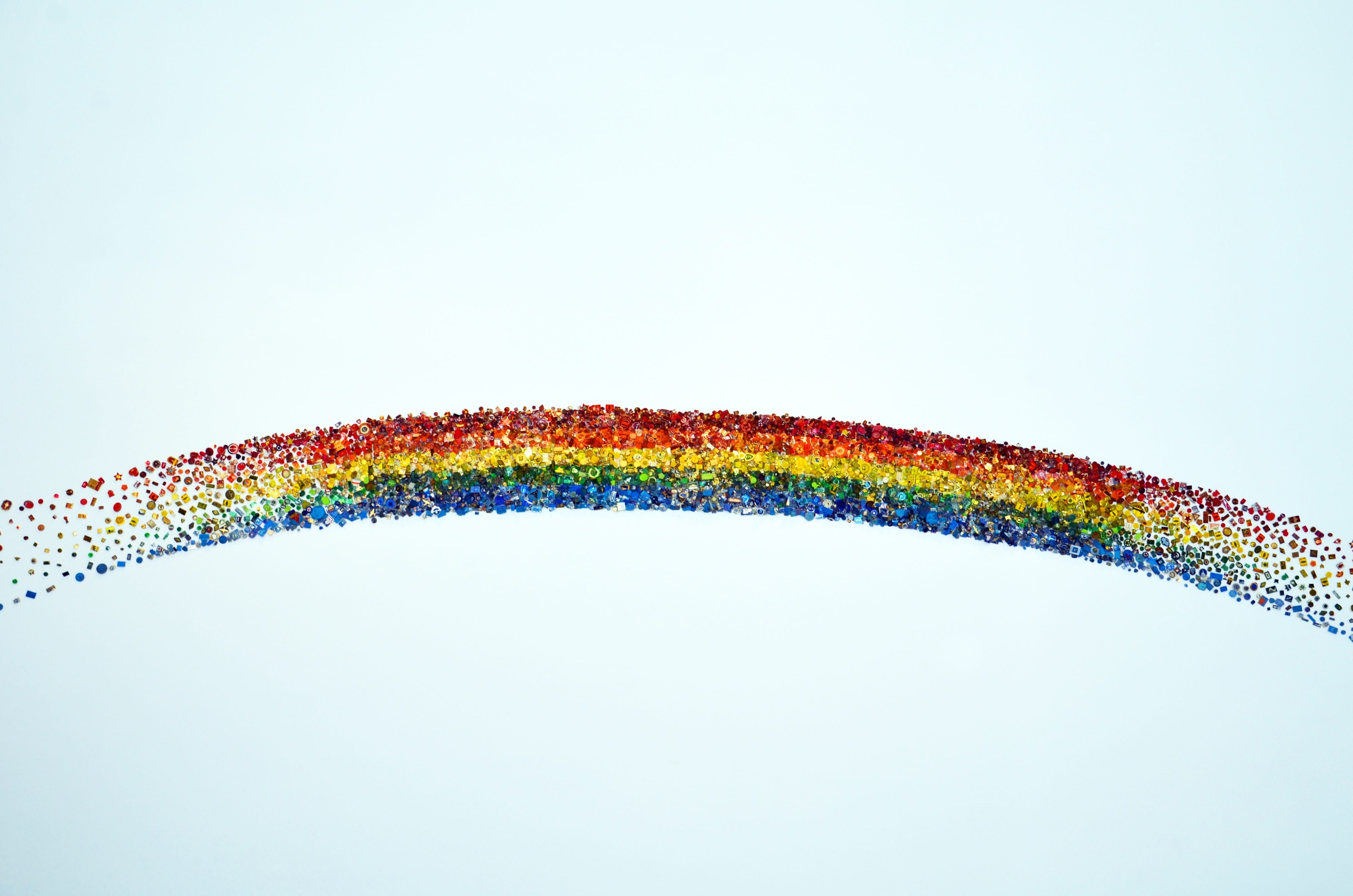 Color, installation, celebration, painting, white color, farbenspiel, vibrant color, Rainbow, studio shot, copy space, blue, curve, arts culture and entertainment, HD Wallpaper