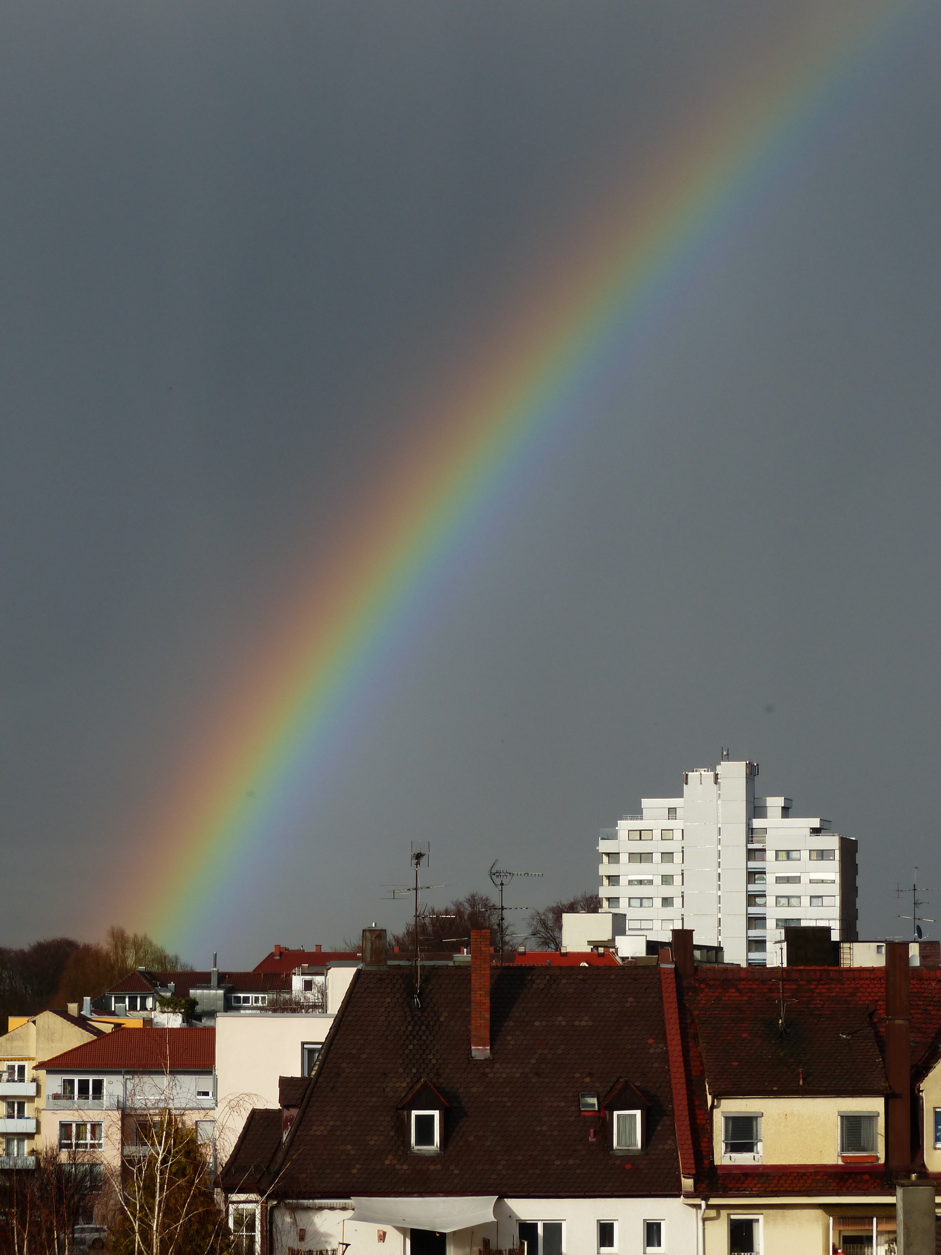 residential district, farbenspiel, building, day, multi colored, homes, beauty in nature, cityscape, rainbow, no people, 4K, double rainbow, house, spre, Phone HD Wallpaper