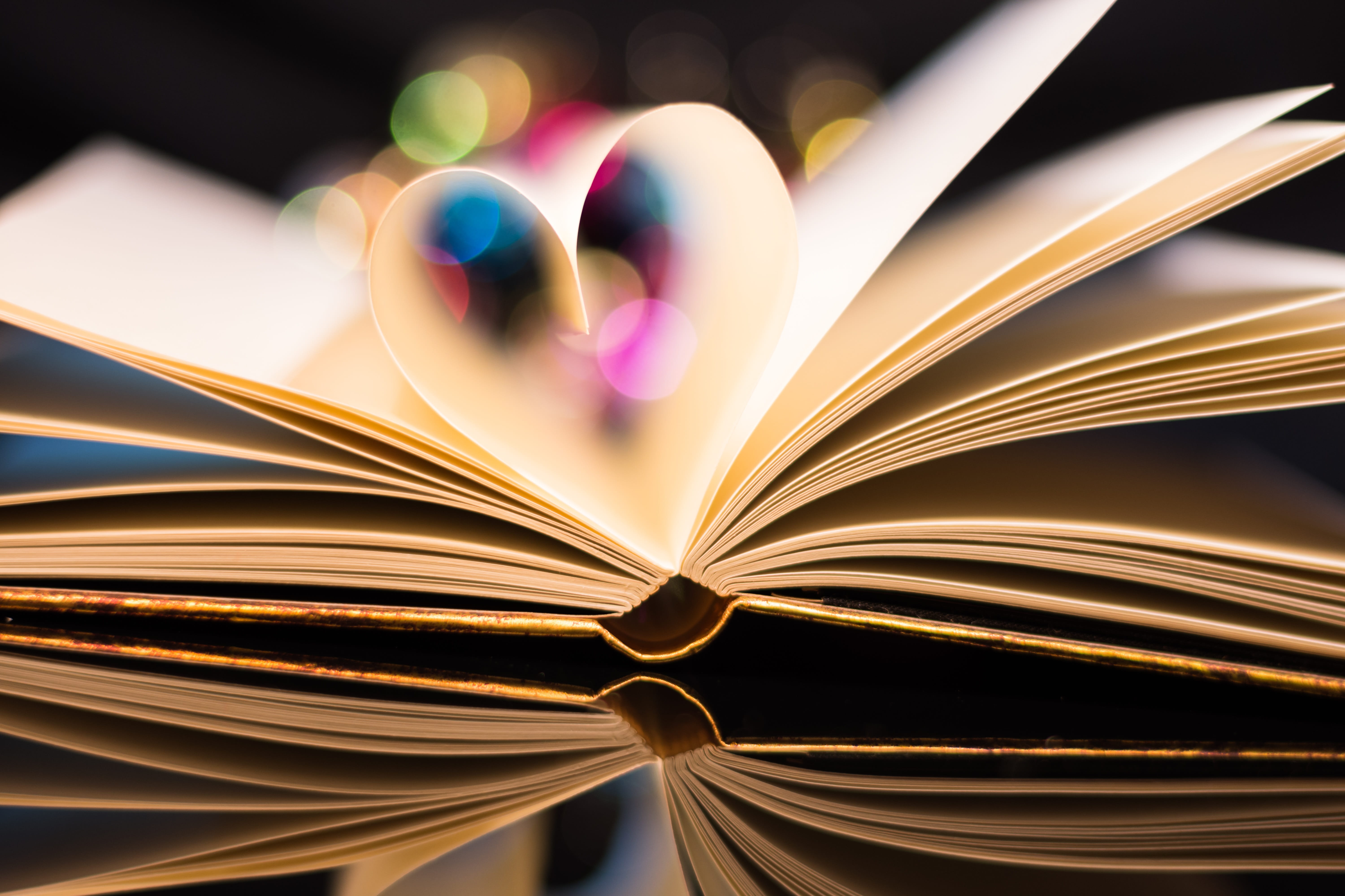 5K, formed, heart shape, emotion, valentines day, fantasy, publication, open, studio shot, motion, book, relationship, illuminated, heart, page, luck, HD Wallpaper