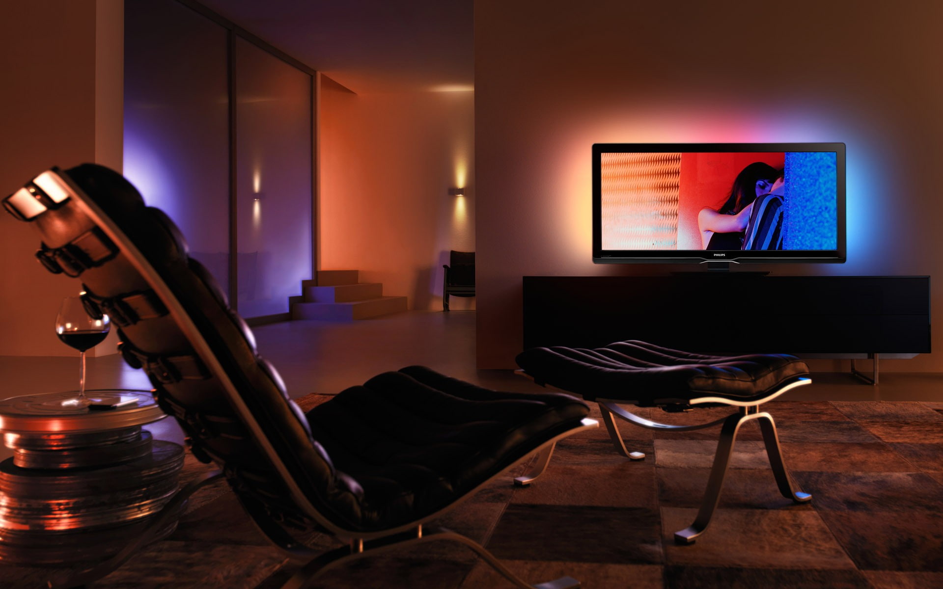 chair, ambilight, 1080P, interior, Lounge, HD Wallpaper