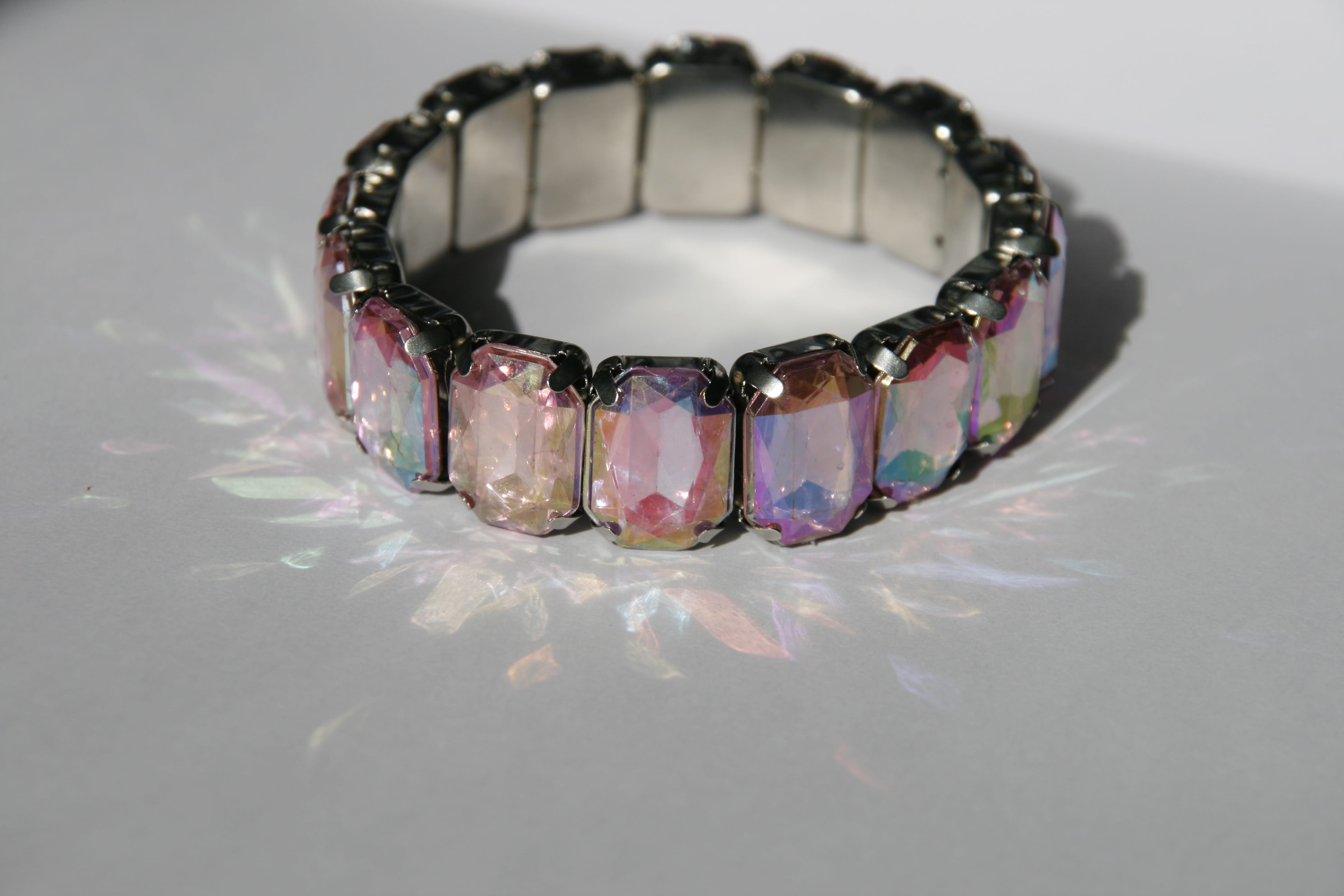 rainbow, pink, wrist, still life, indoors, diamond ring, craft, day, female, jewelry, diamond - gemstone, cheerful, colored, beaded, white background, creativity, HD Wallpaper