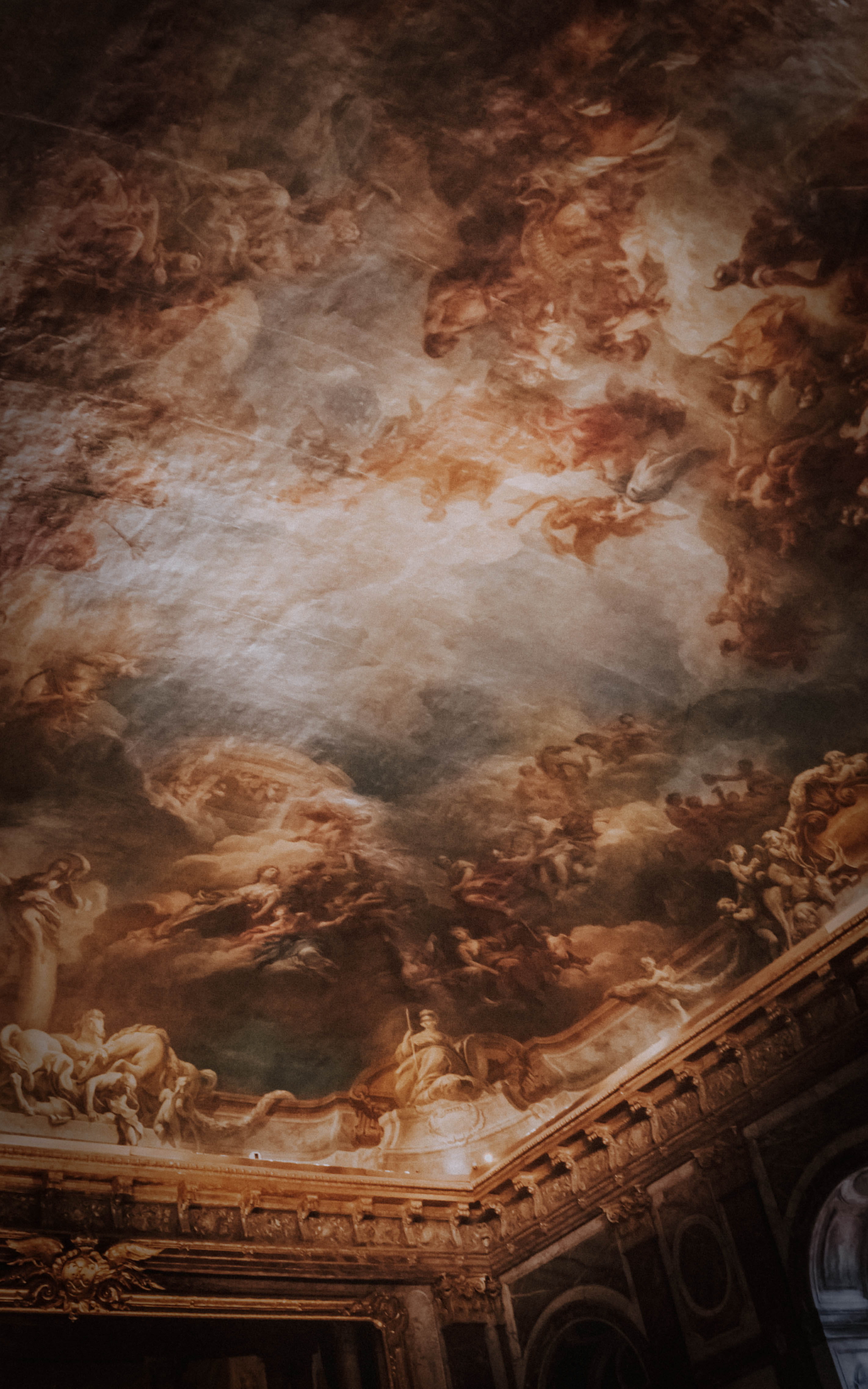outdoors, versailles, ceiling, cloud - sky, light, white, texture, france, arch, crypt, art, geometric, nature, housing, apse, castle, beauty in nature, Phone HD Wallpaper