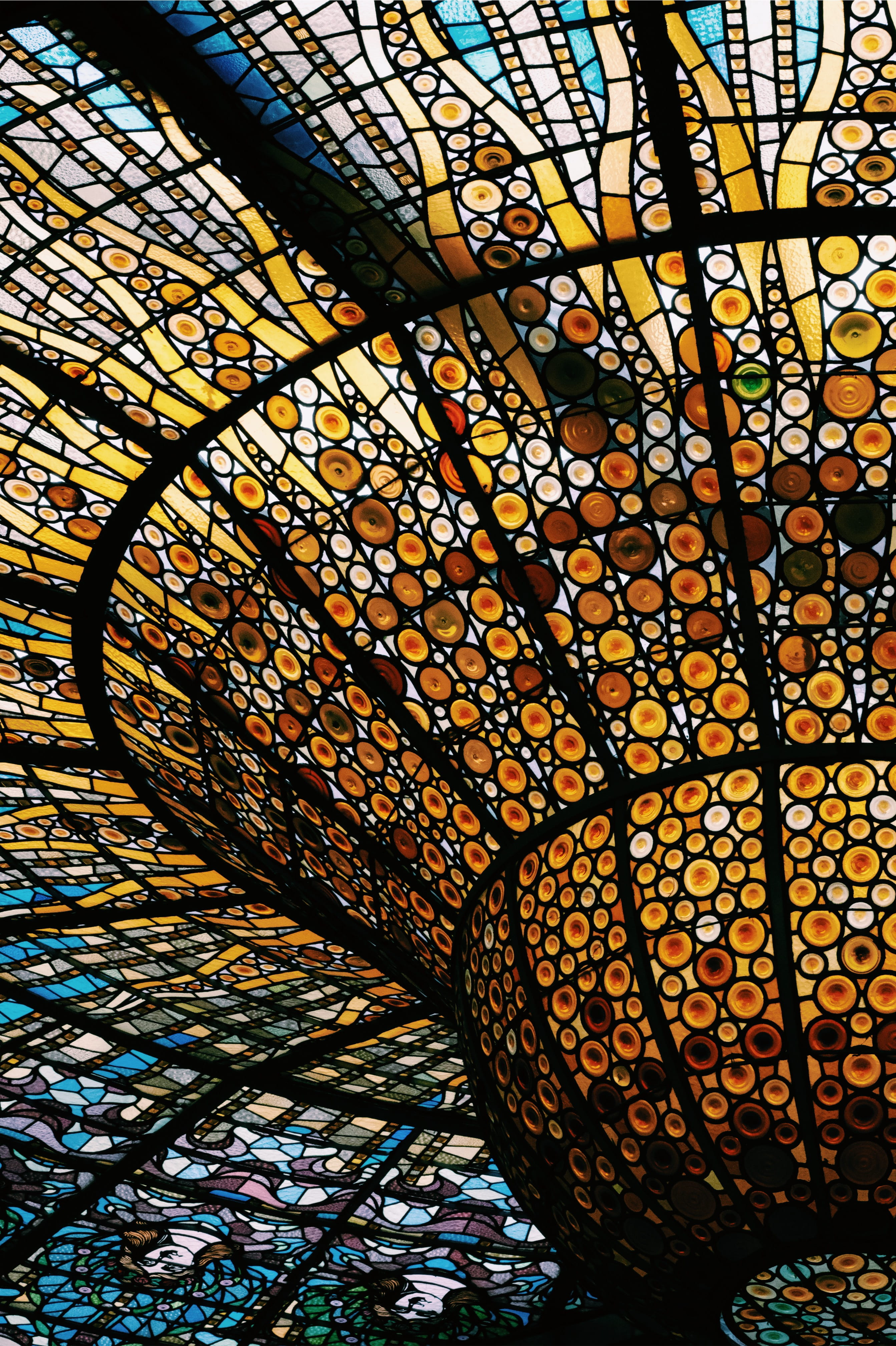 interior, day, creativity, music, stained glass, art and craft, renaissance, backgrounds, multi colored, close-up, building, ornate, indoors, floral pattern, Phone HD Wallpaper