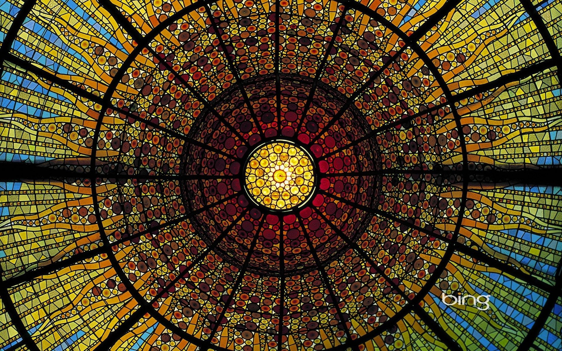 multi colored, architecture, low angle view, ceiling, backgrounds, full frame, dome, directly below, shape, concentric, Barcelona, pattern, cupola, 1080P, HD Wallpaper
