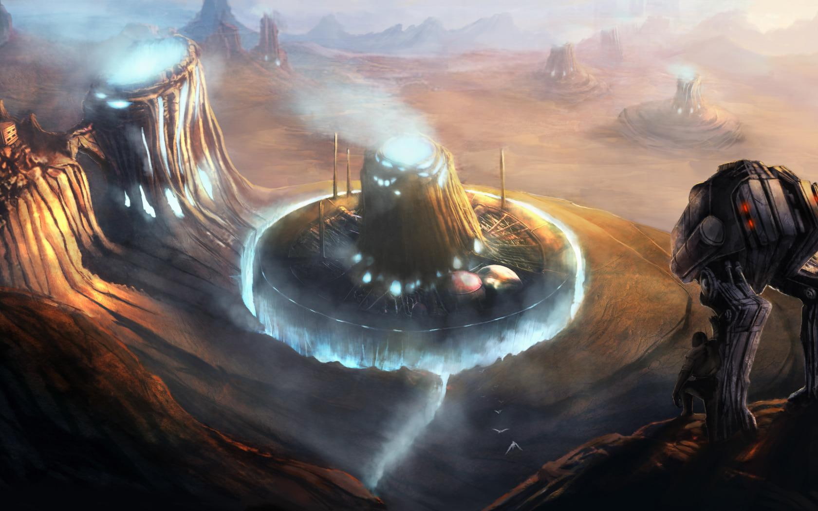 homeworld, planet, buildings, 720P, robot, HD Wallpaper