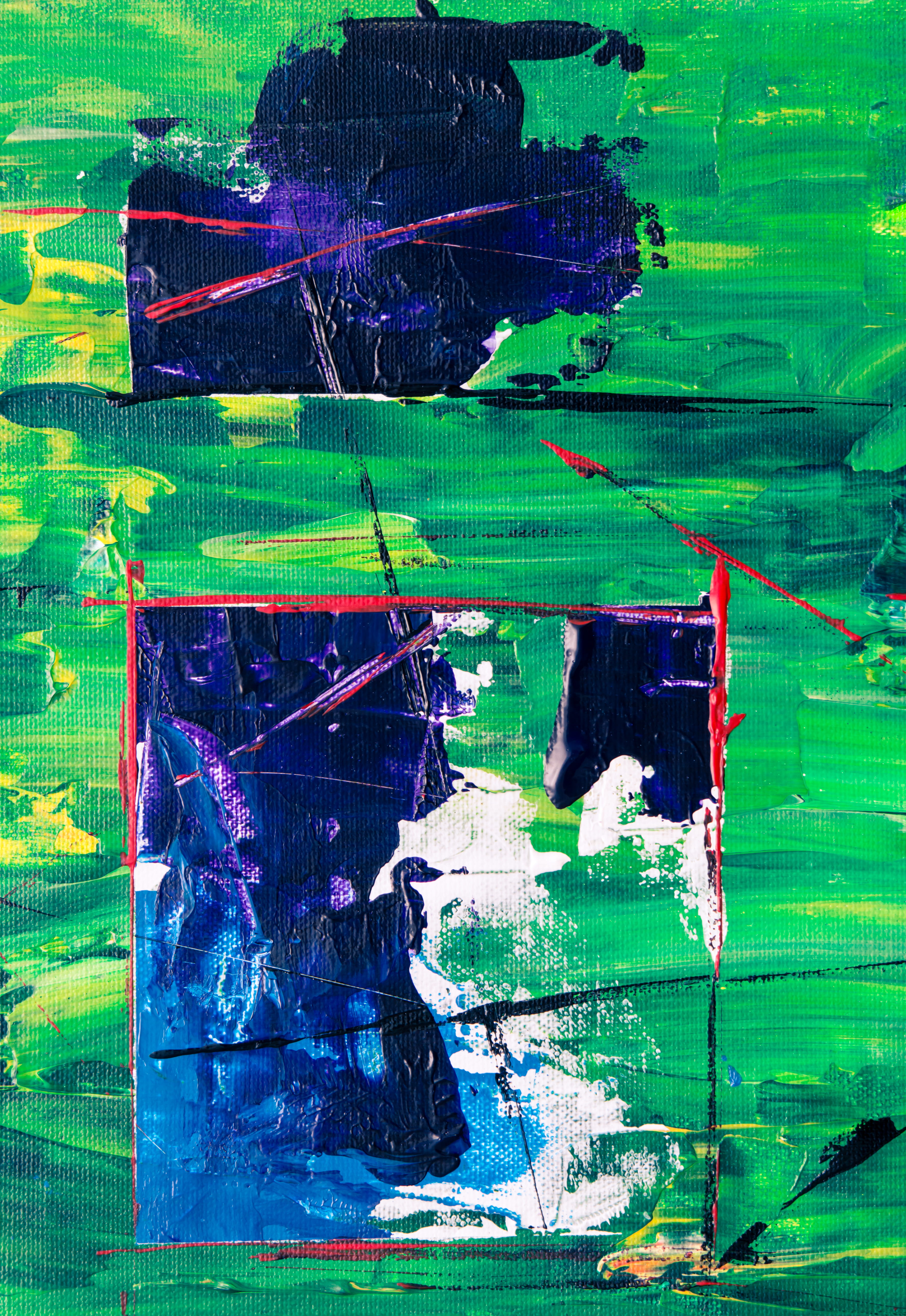 blue, wall - building feature, painting, background, colorful, photo, paint, smudged, abstract painting, abstract expressionism, canvas, design, run-down, Phone HD Wallpaper
