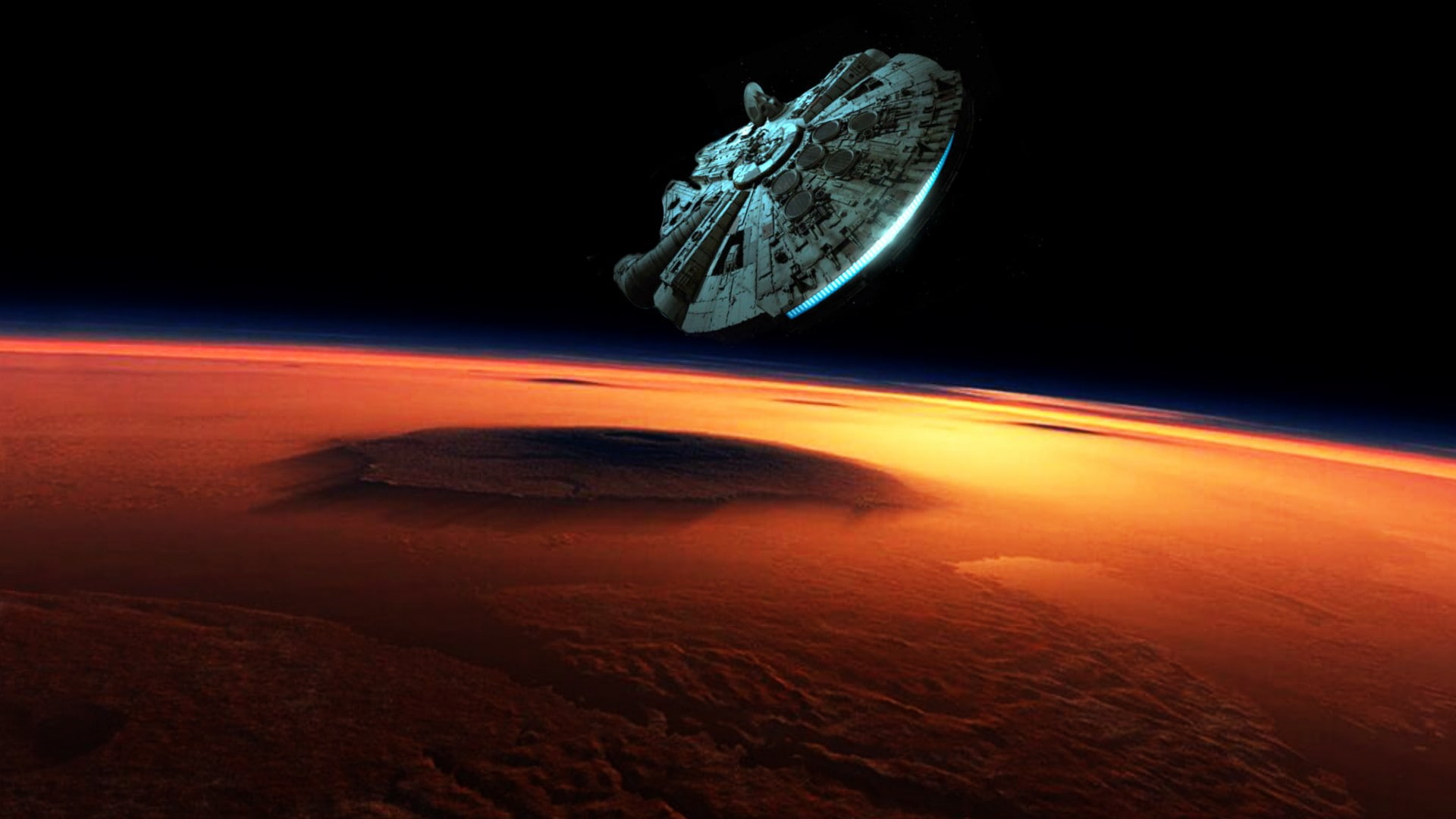 Millennium Falcon, science fiction, 1080P, movies, Star Wars: The Force Awakens, planet, space, Star Wars, HD Wallpaper