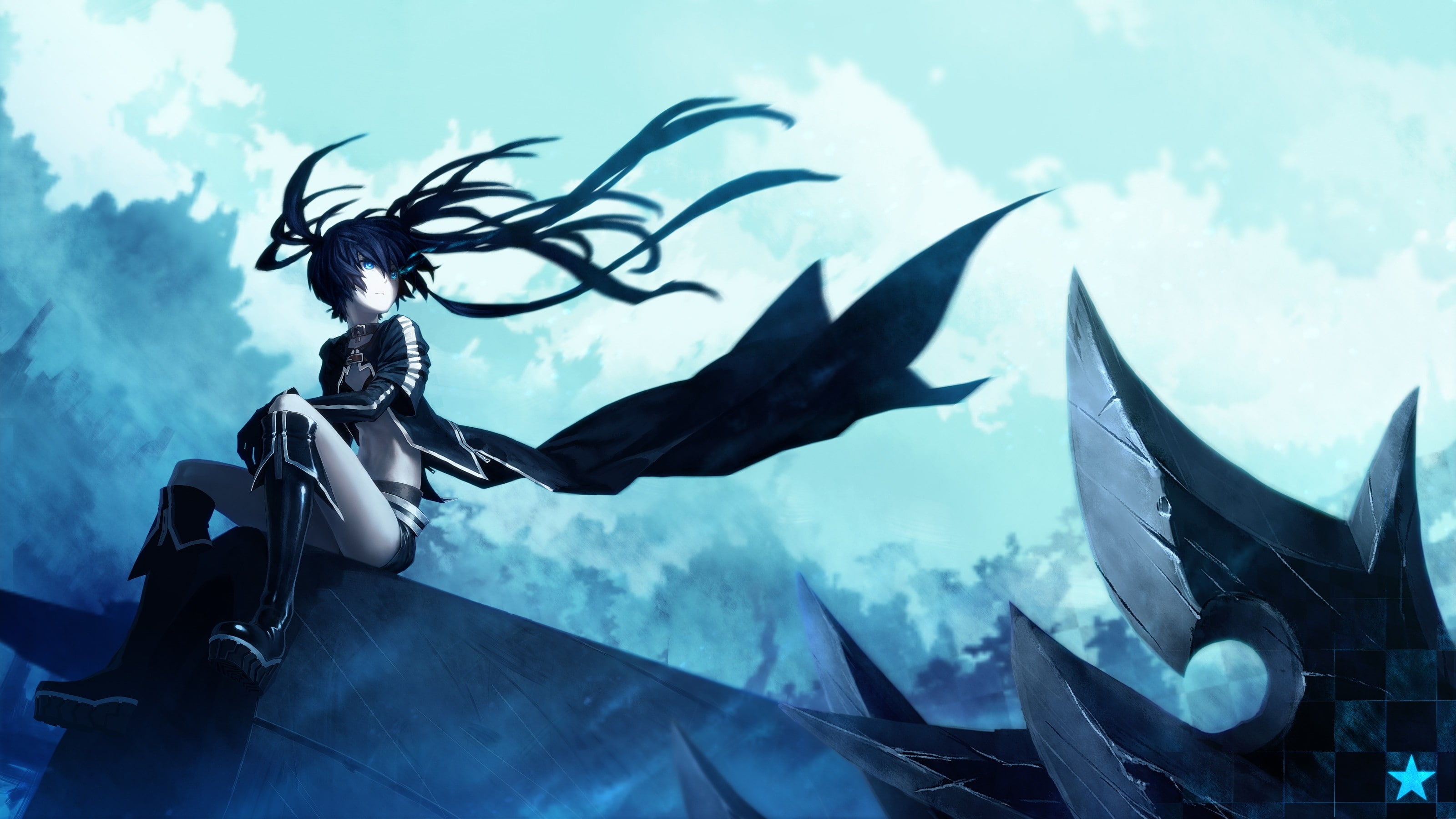 girls, x, 2K, art, Blue Eyes, blue, mato, kuroi, hot, anime, eyes, Black Rock Shooter, hd, black, rock, shooter, HD Wallpaper