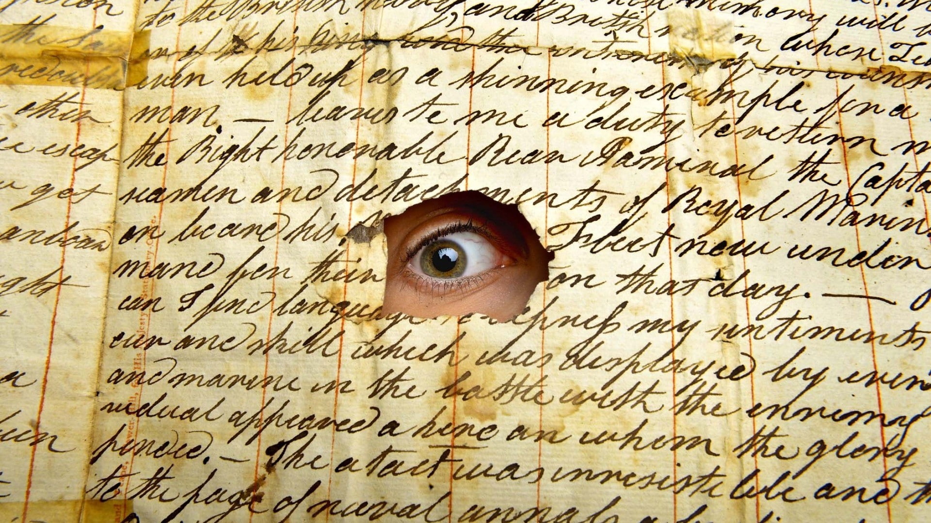 paper, men, teenager, torn, eyeball, eyes, human face, vintage, spy, communication, eye, writing, body part, human eye, sensory perception, watching, handwriting, HD Wallpaper
