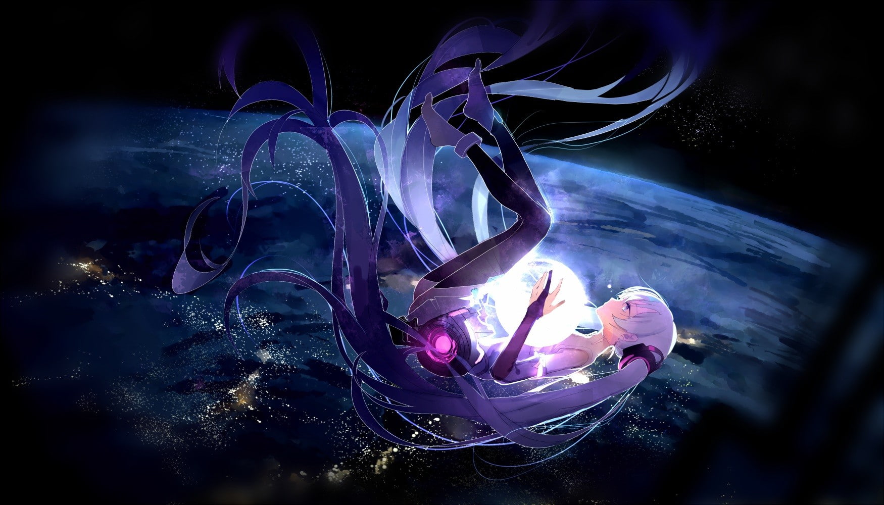 nature, invertebrate, smoke - physical structure, Vocaloid, black background, close-up, purple, sea life, 720P, animal themes, animals in the wild, outdoors, HD Wallpaper