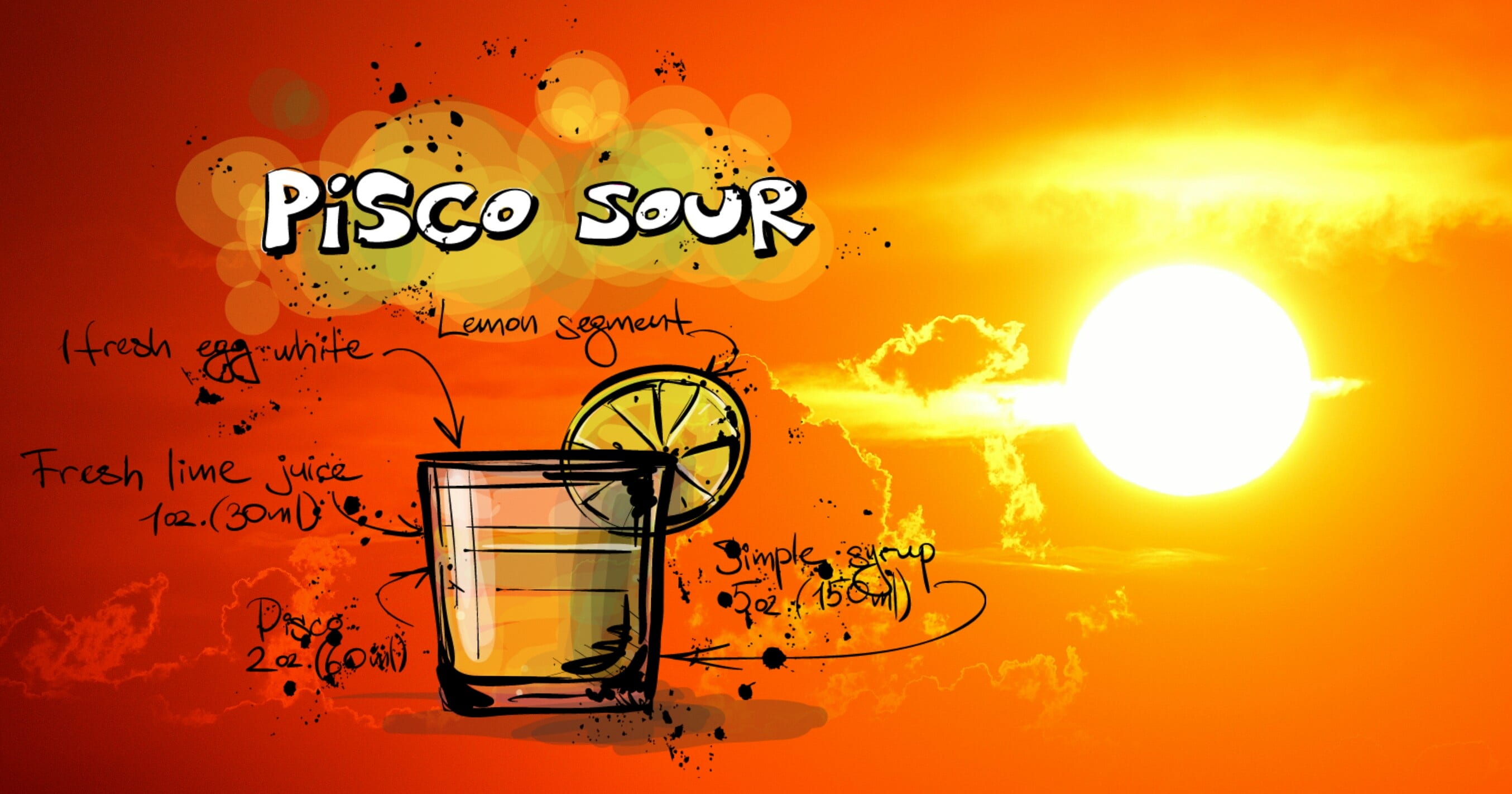 gun sour, still life, creativity, refreshment, sun, good mood, 2K, enjoy, sunset, joy, food and drink, yellow, celebrate, recipe, sky, celebration, cloud - sky, HD Wallpaper