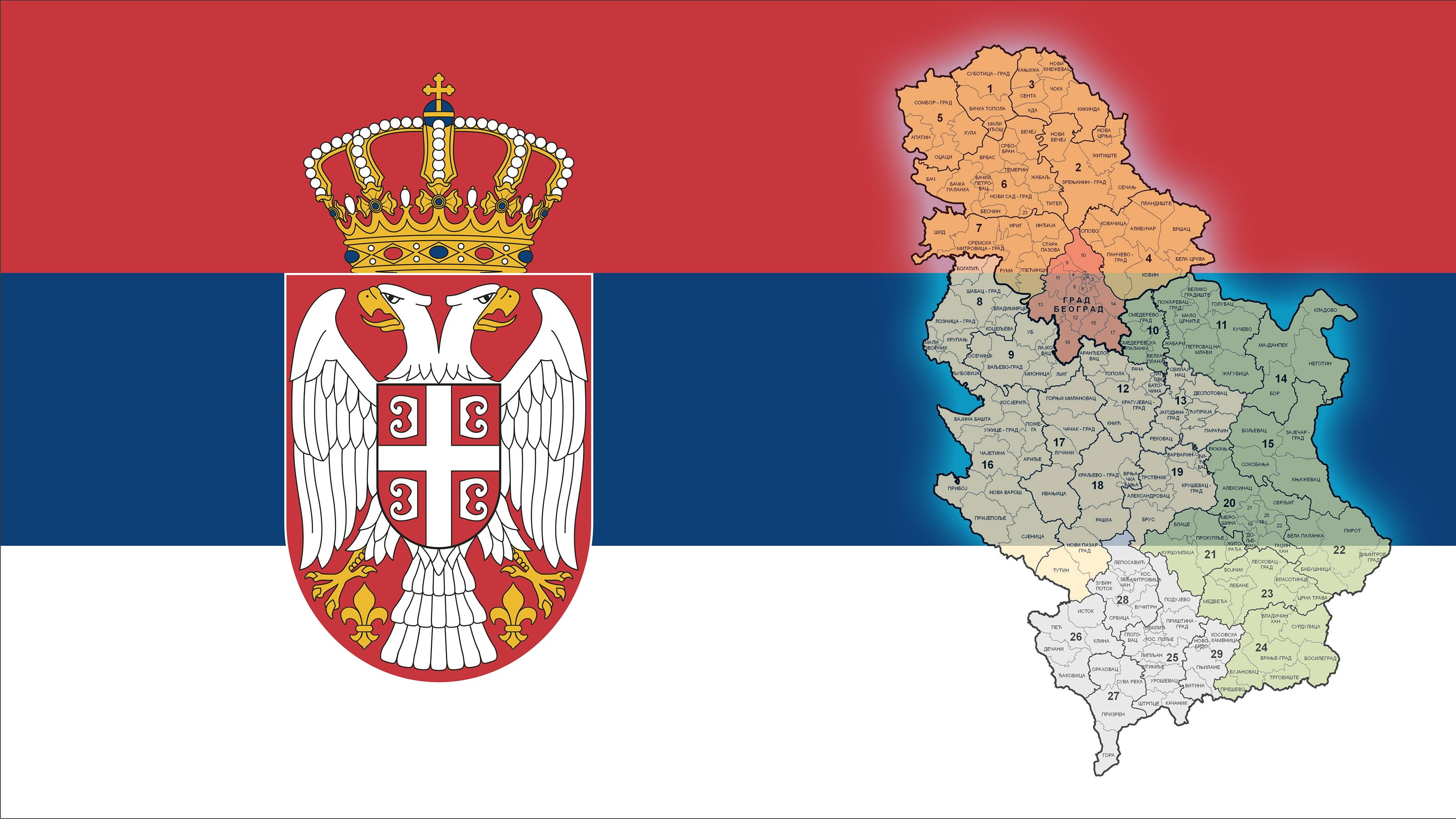 2K, map, flag, Serbia, HD Wallpaper