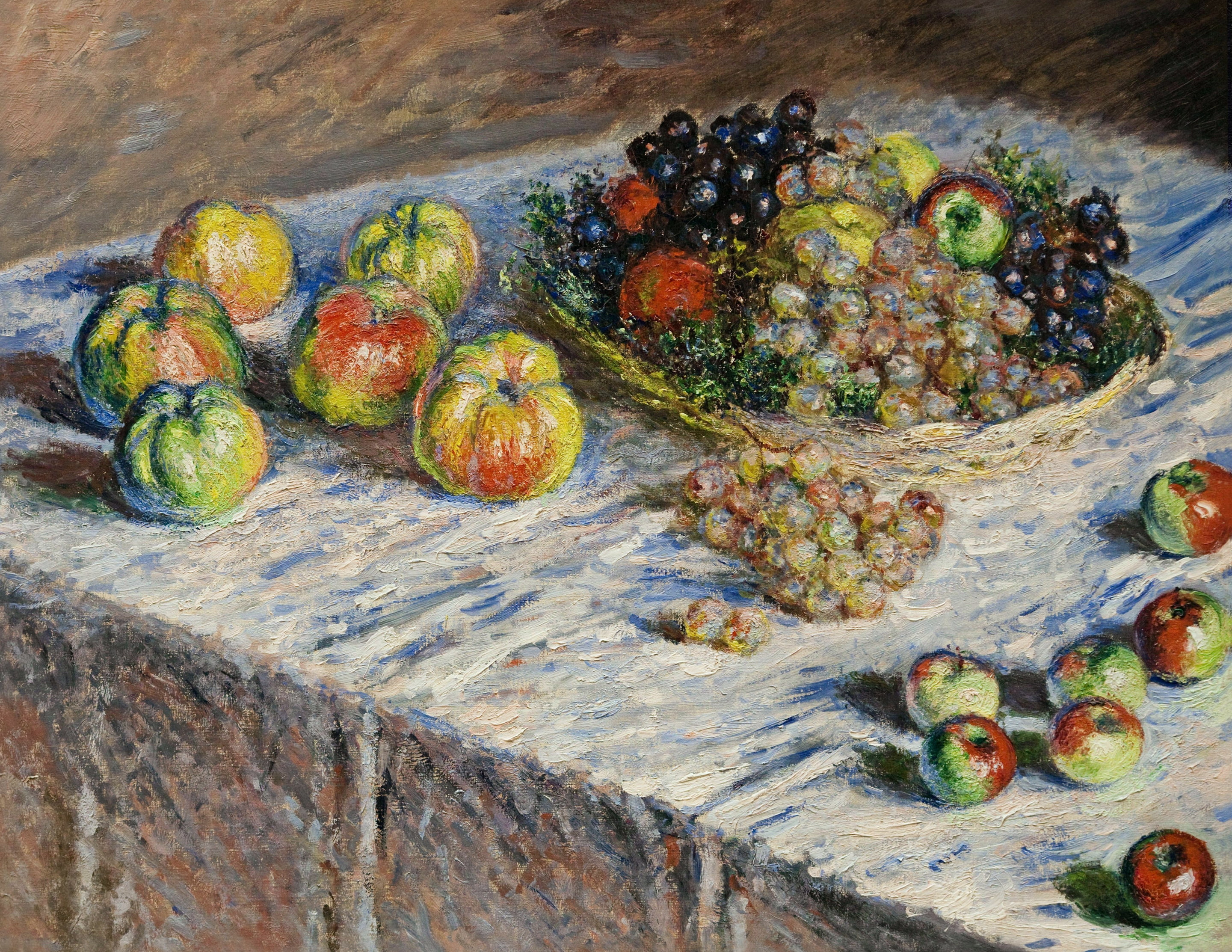 picture, Claude Monet, table, Still life. Apples and Grapes, 2K, HD Wallpaper